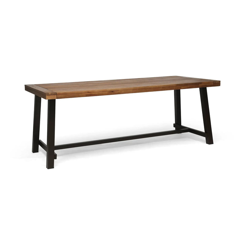 Equilibrium Outdoor Dining Table with Wooden Frame and Slat Top by HouseOfZazla