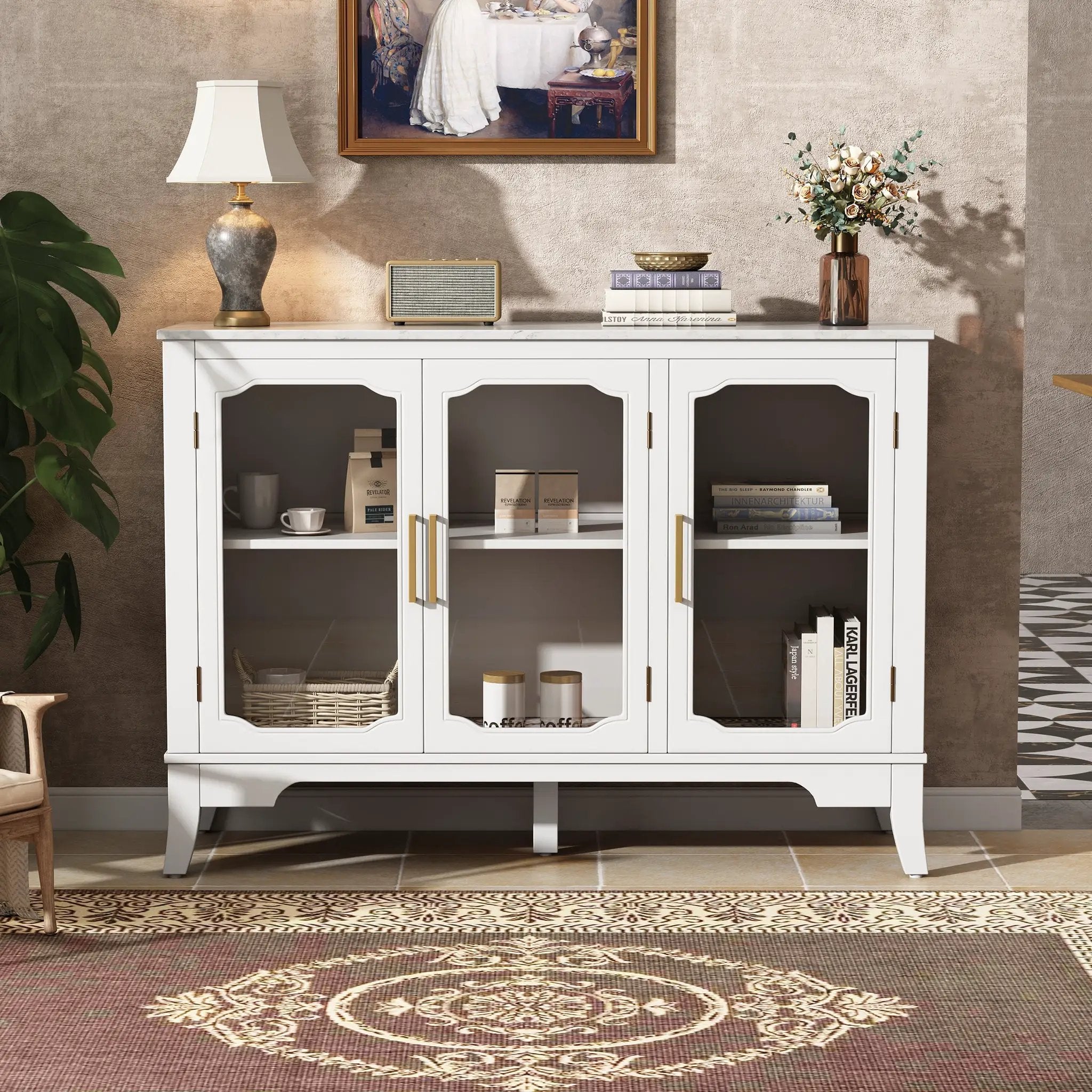 Storage Cabinet 3 Doors Stylish Style White by HouseOfZazla