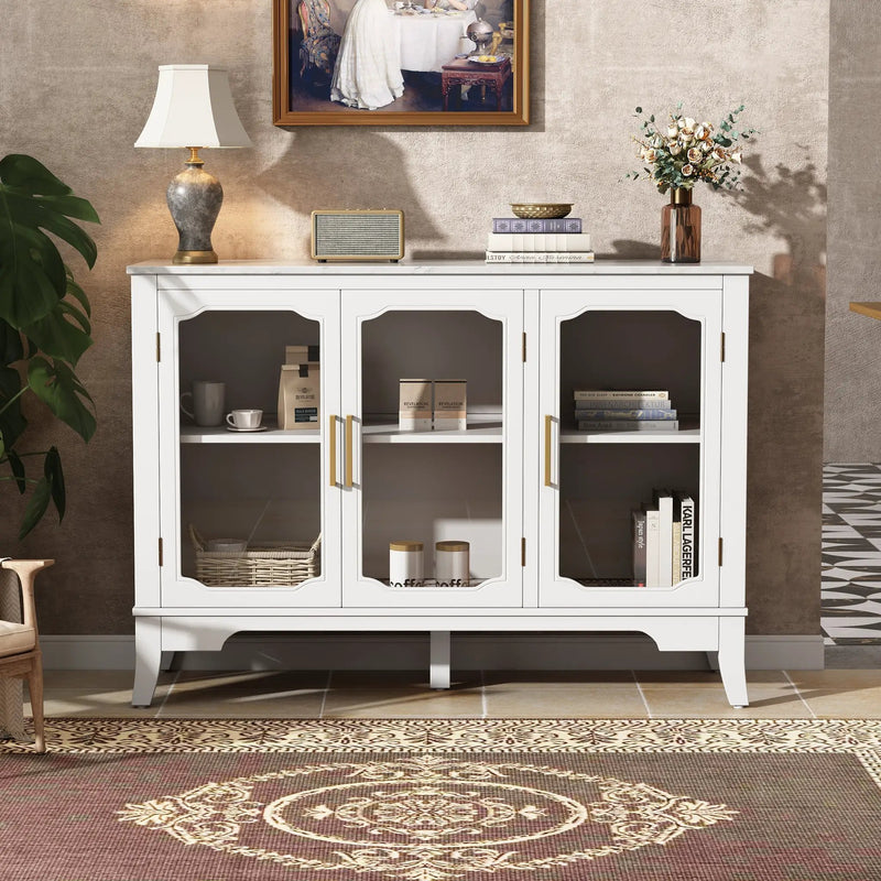Storage Cabinet 3 Doors Stylish Style White by HouseOfZazla