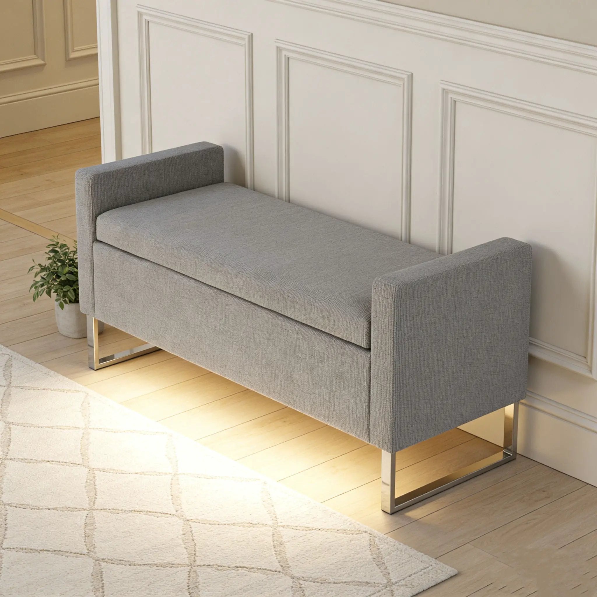 Upholstered Ottoman Bench With Storage - Dark Gray by HouseOfZazla