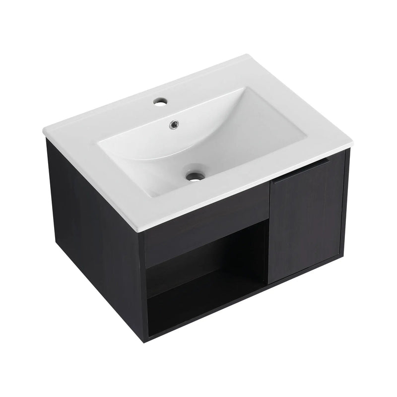 Wall Mounted Floating Bathroom Vanity With Open Shelf & Soft Close Door by Unique Piece Furniture
