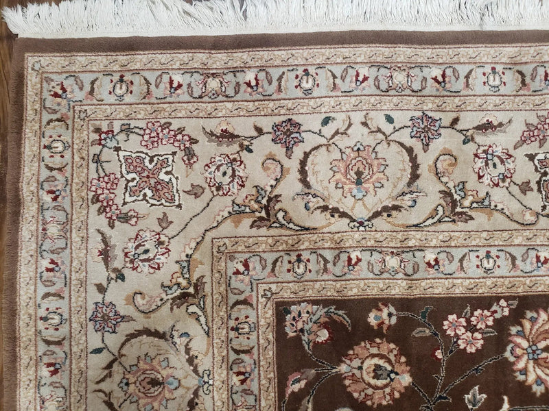 Vintage Pak-Persian Area Rug 9x12, Wool Hand-Knotted Spice Brown & Ivory Traditional Fine Oriental Carpet, Pakistani Carpet, 9 x 12 Fine Rug by Jewel Rugs