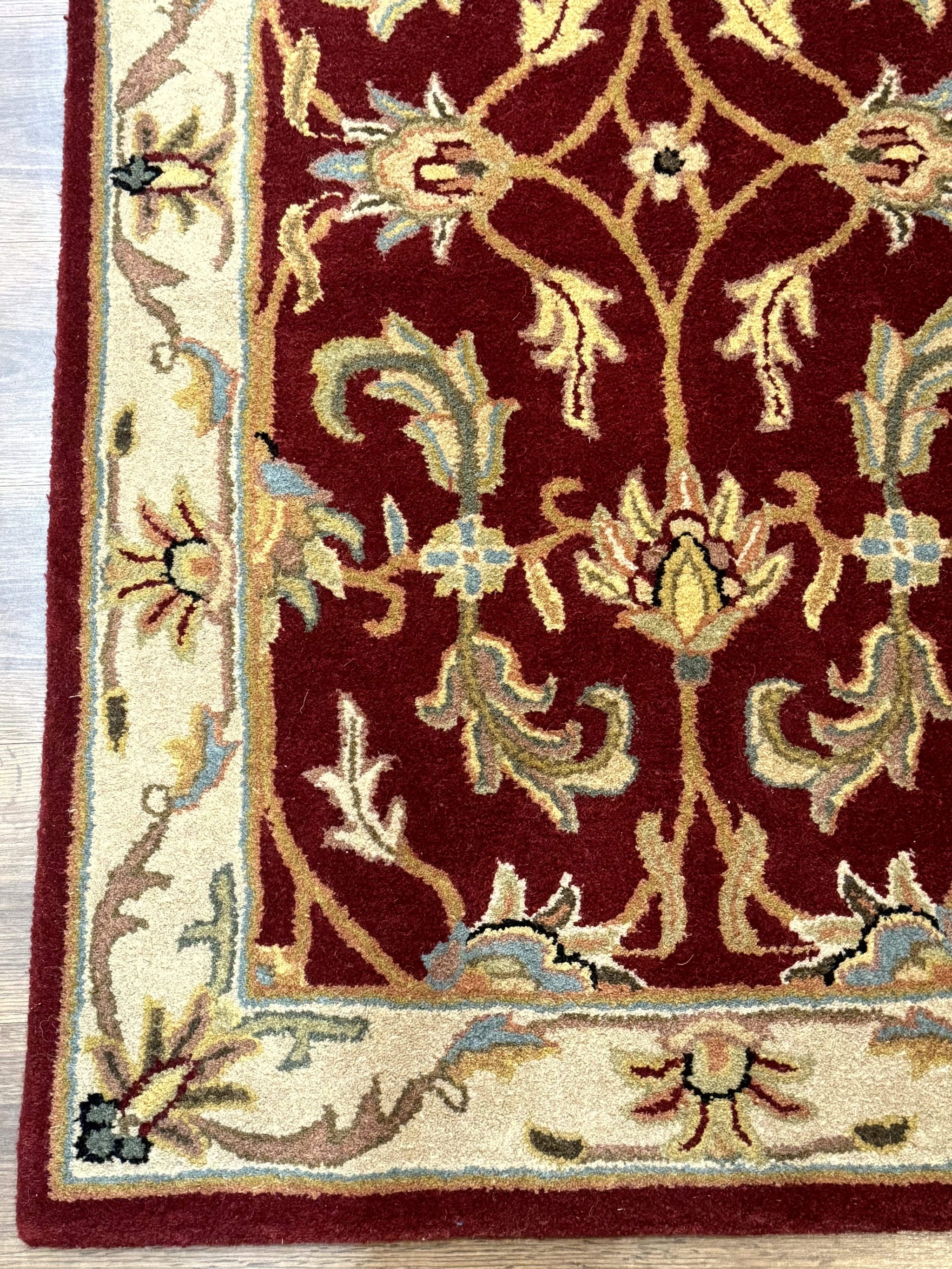 Small Floral Wool Rug 3x5, Safavieh Heritage Collection, Dark Red, Pair A by Jewel Rugs