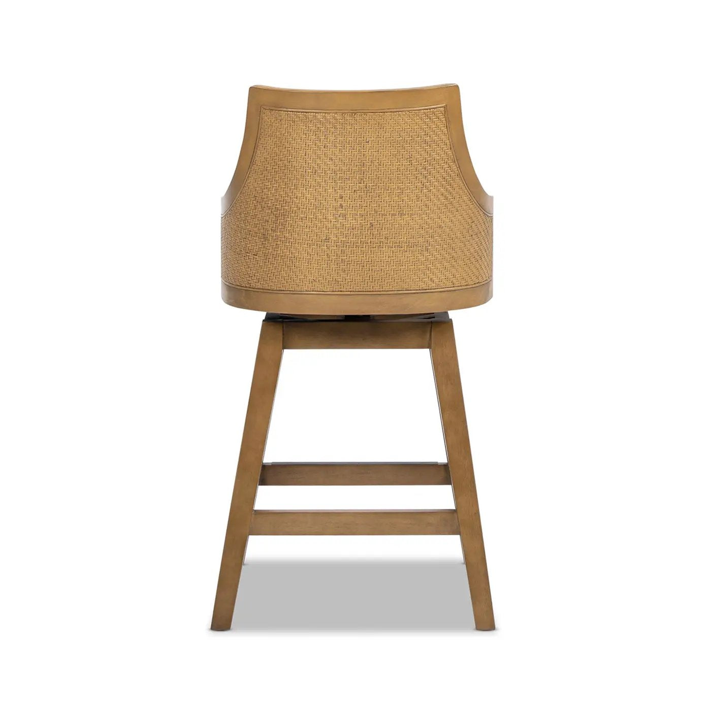 Bahama 26" Cane Rattan High-Back Swivel Counter Stool with Recessed Arms by HouseOfZazla