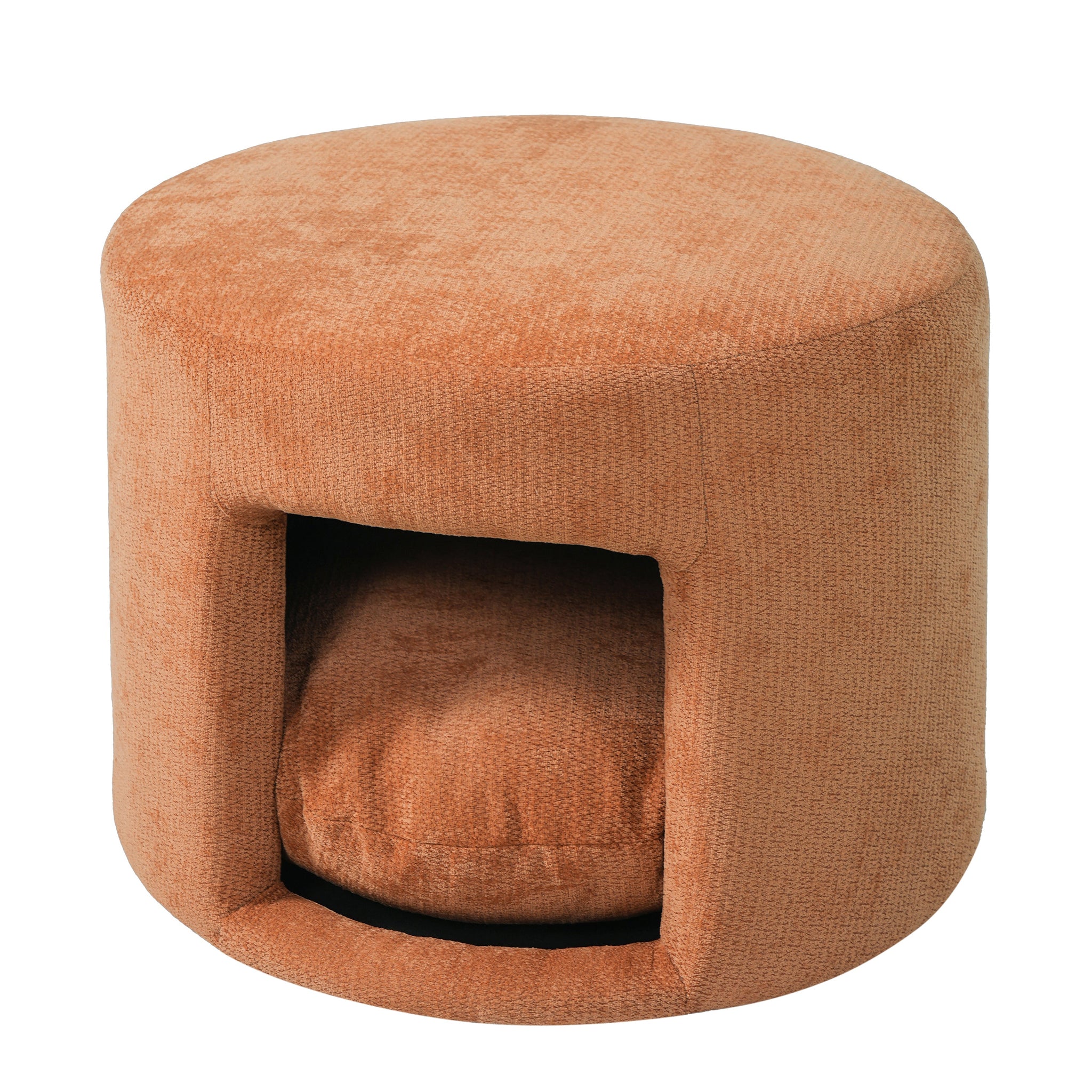Orange Pet Friendly Ottoman with Removable Pet Cushion and Hidden Pet Nook by HouseOfZazla