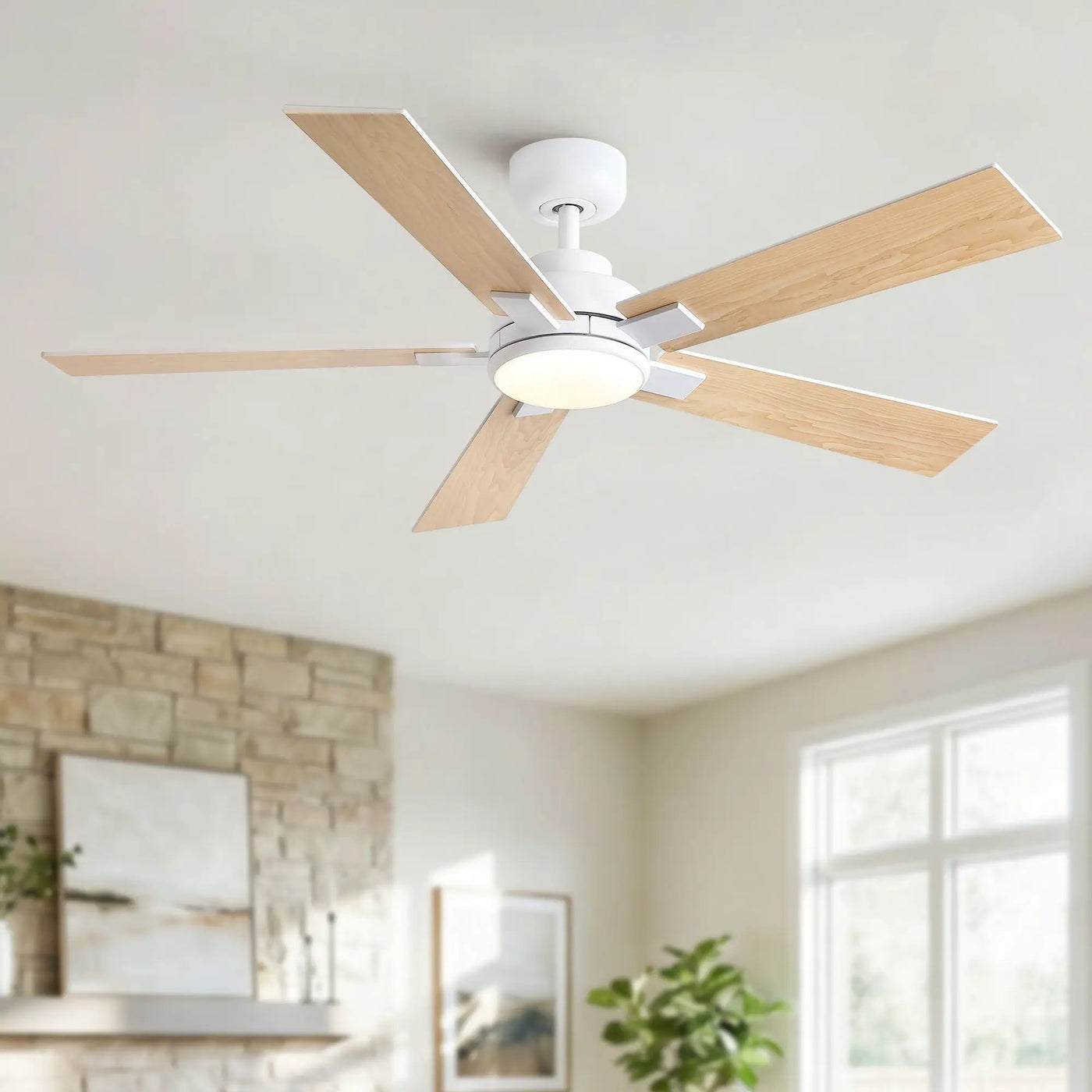 Reversible Motor Integrated LED Dimmable Ceiling Fan With Light by Unique Piece Furniture