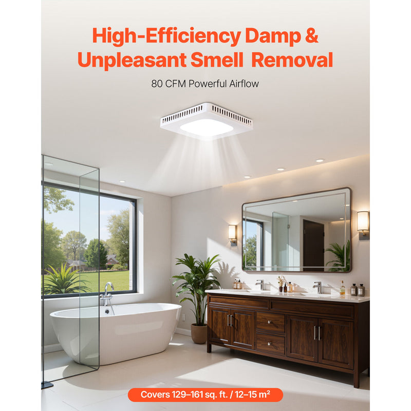 Bathroom Exhaust Fan with LED Light, 80 CFM by HouseOfZazla