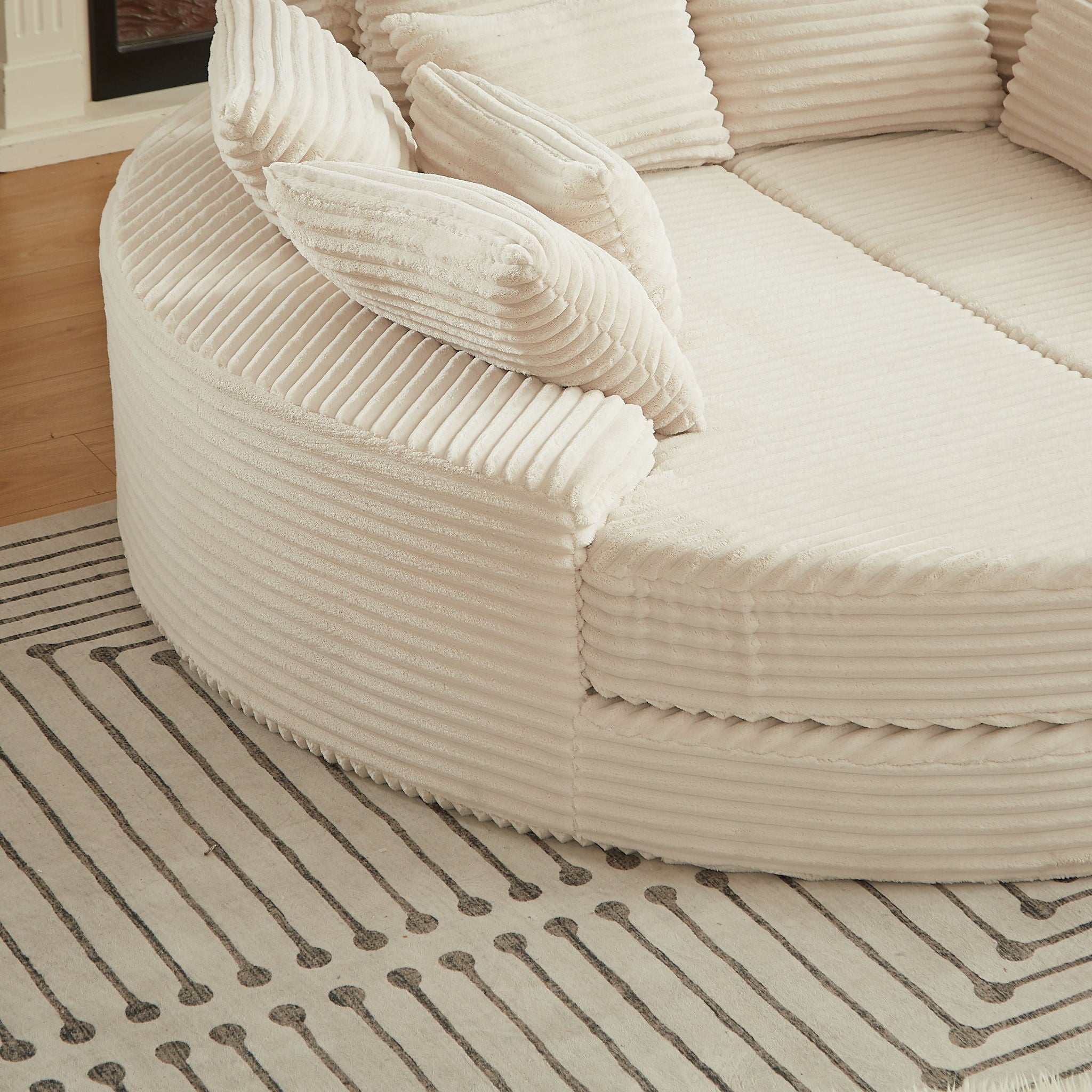 Round Oversized Sofa Bed With 5 Throw Pillows by HouseOfZazla