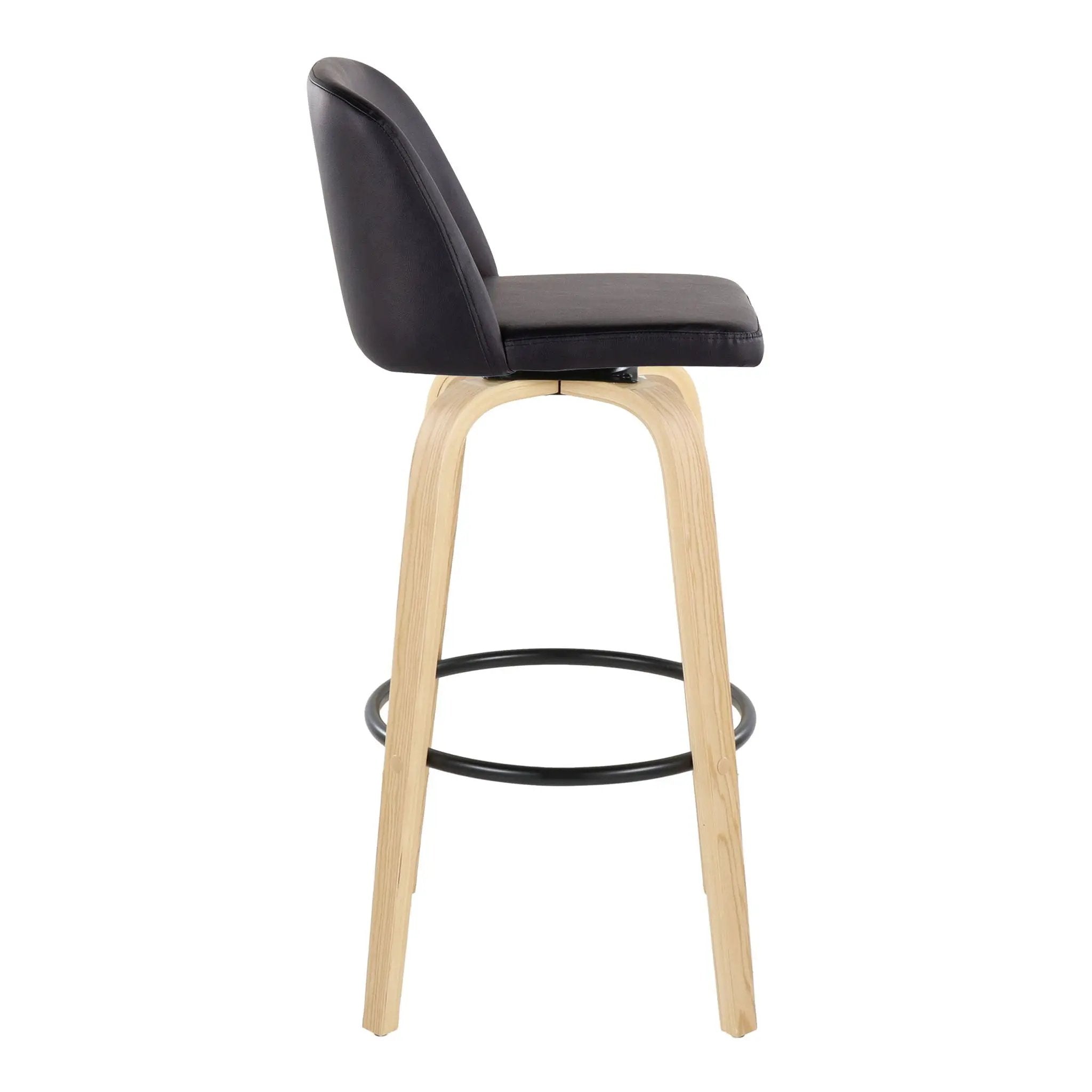 Toriano - Contemporary Fixed Height Barstool Swivel And Round Footrest (Set of 2) by HouseOfZazla