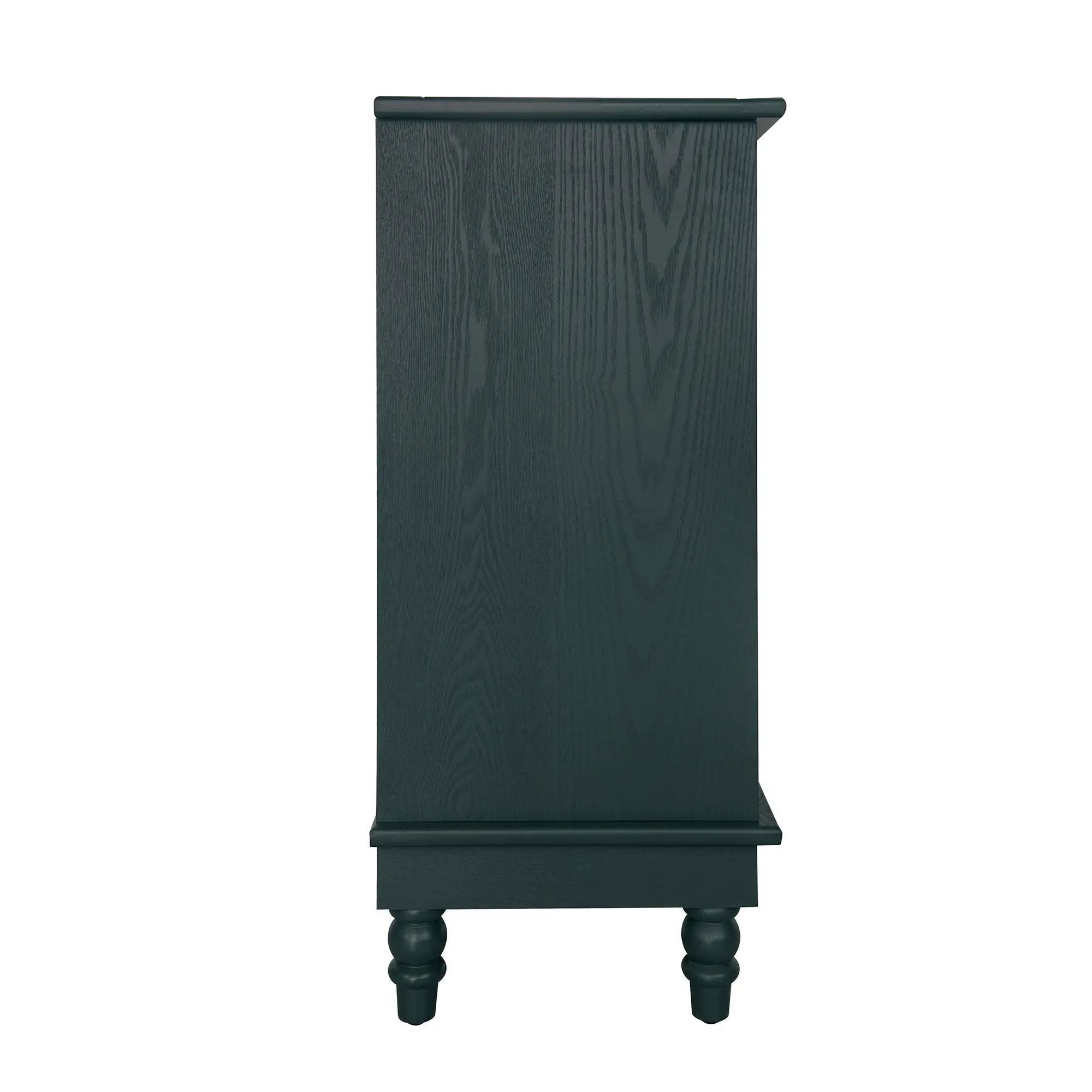 Hollow Carved 2 Door Accent Cabinet With Adjustable Shelf, Sideboard Buffet For Entryway, Living Room Or Bedroom - Blackish Green by HouseOfZazla