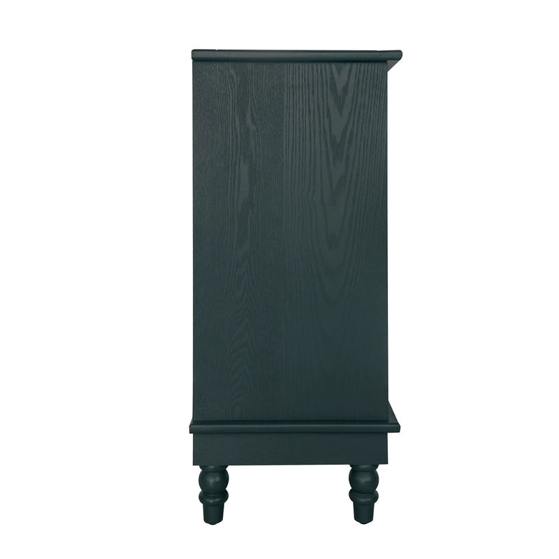 Hollow Carved 2 Door Accent Cabinet With Adjustable Shelf, Sideboard Buffet For Entryway, Living Room Or Bedroom - Blackish Green by HouseOfZazla