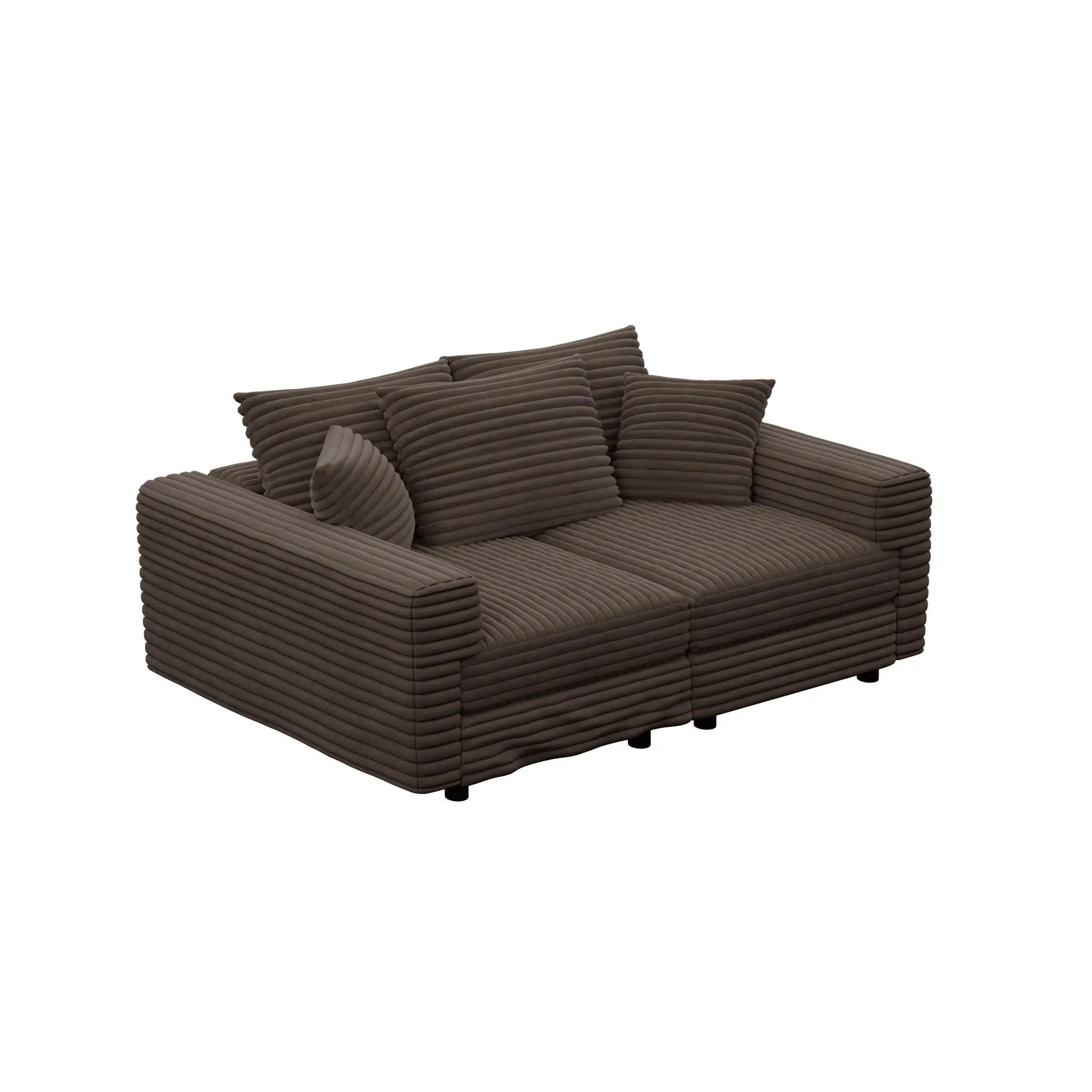 Deep Seat Convertible Sofa With Soft Pillows And Ottomans