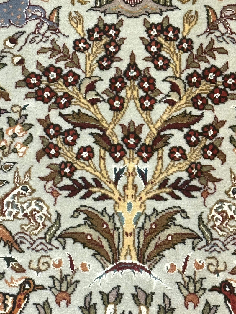 Wonderful Persian Tabriz Rug 3x5, Tree of Life, Animal Pictorials, Birds, Wool & Silk Highlights, Fine 330 KPSI by Jewel Rugs