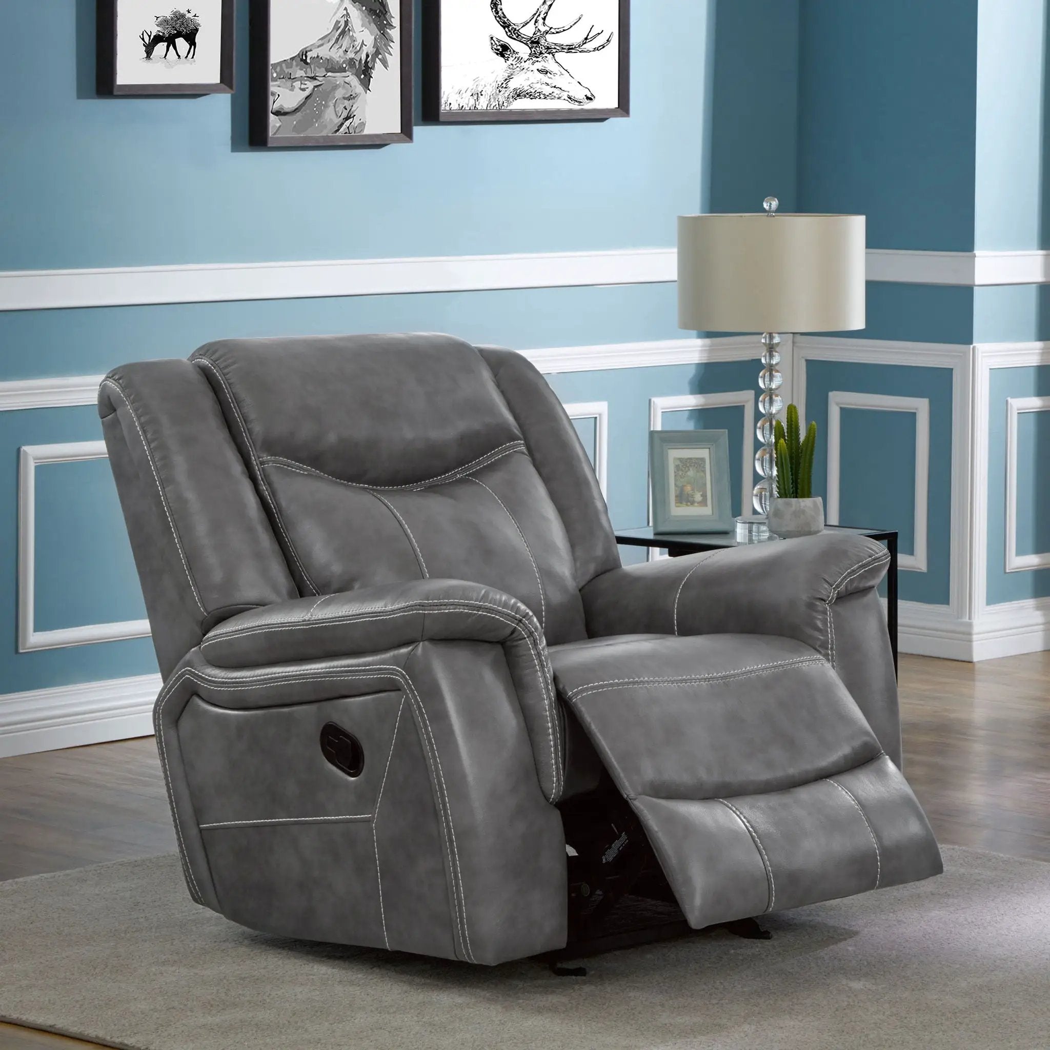 Encino - Upholstered Padded Arm Glider Recliner - Gray by Unique Piece Furniture