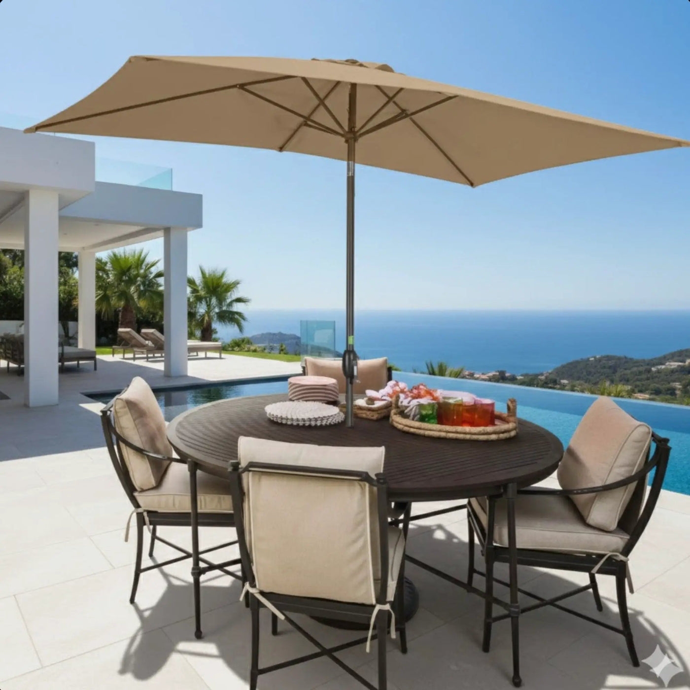 Rectangular Patio Umbrella With Crank Tilt, Polyester UV-Resistant Canopy by HouseOfZazla