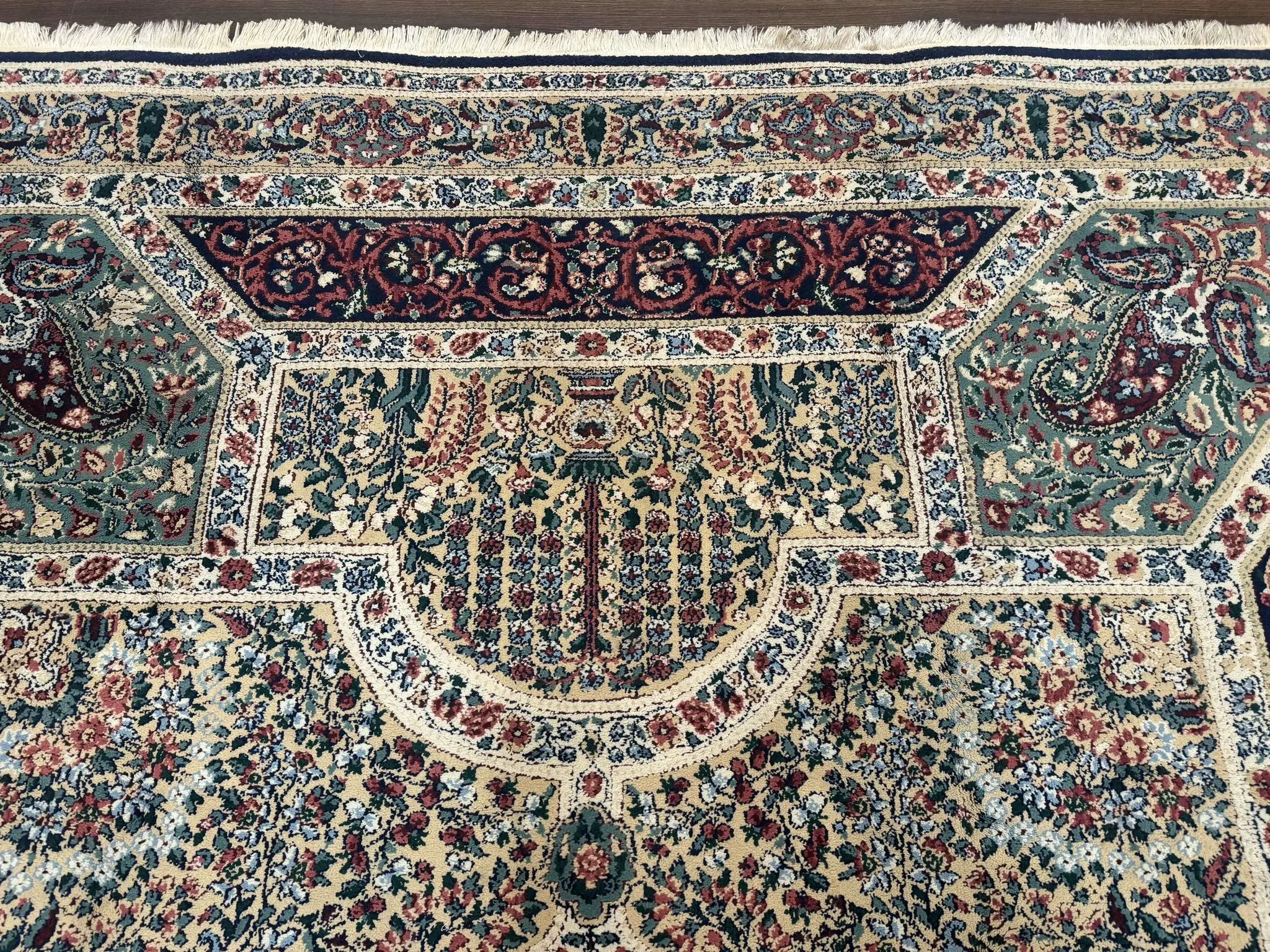 Persian Rug 8x11, Belgium Power Loomed Rug, Kirman Lavar Floral Design, Vintage Rug by Jewel Rugs