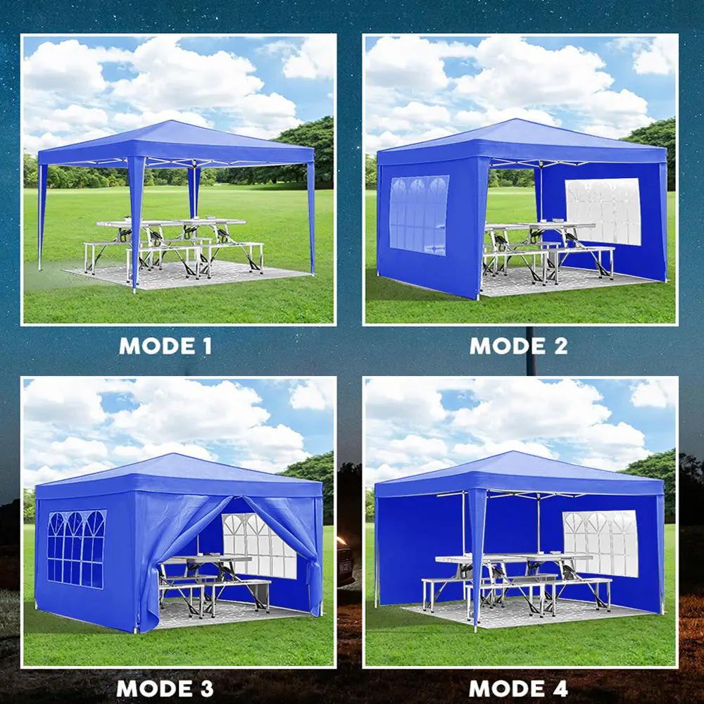 10'X10' Folding Canopy With 4 Removable Sidewalls Outdoor Event Shelter UPF 50+ Gazebo Portable Tents For Parties Beach Camping Wedding Ez Pop Up Canopy 4 Pieces Weight Bag + Carry Bag by Unique Piece Furniture