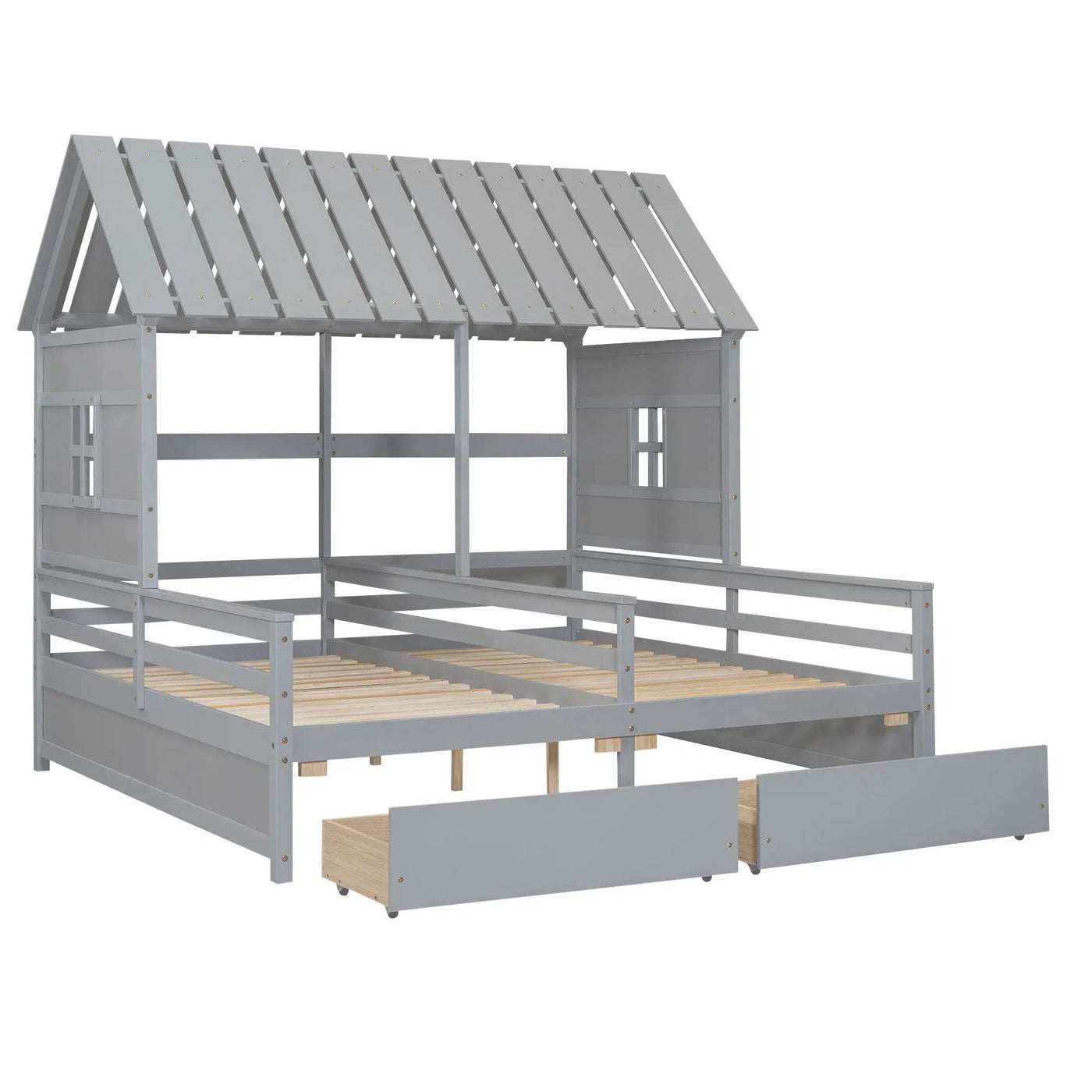 House Platform Beds With 2 Drawers, Side By Side Design by Unique Piece Furniture