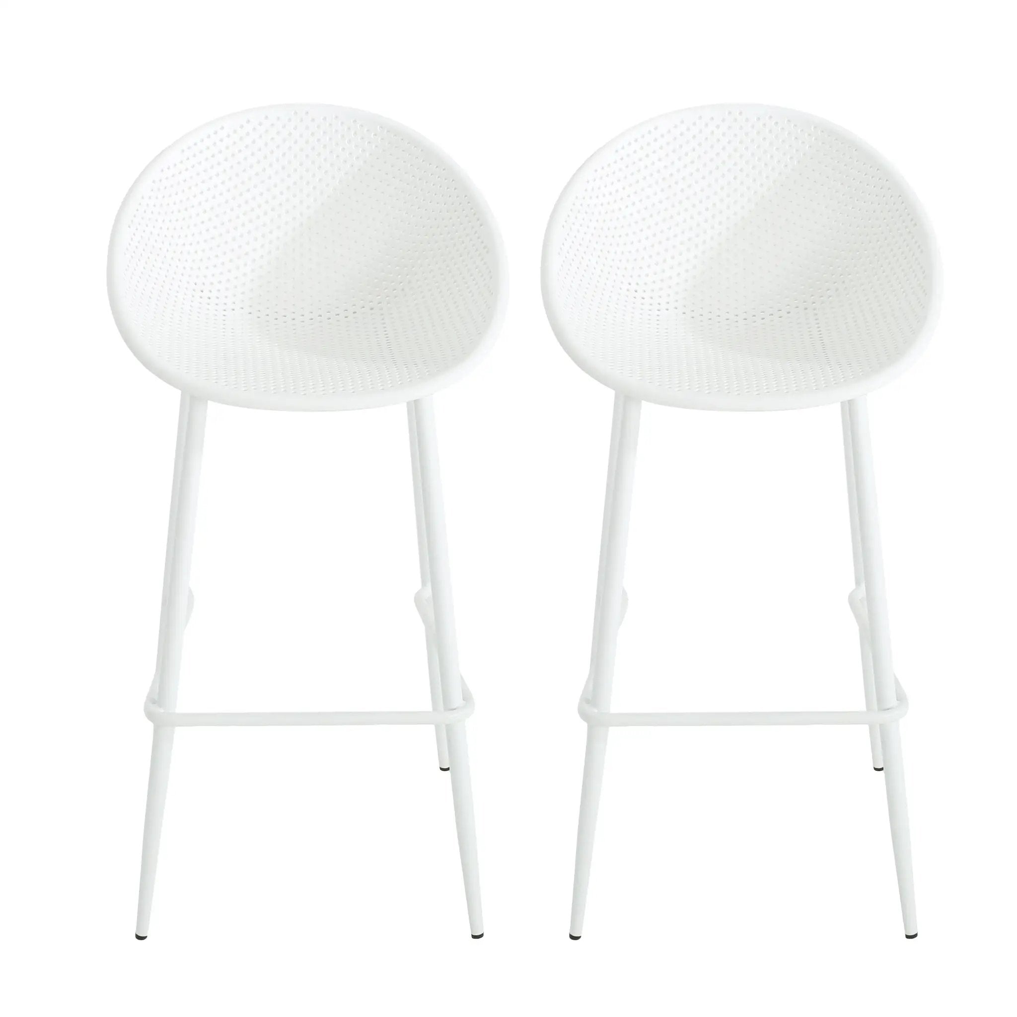 Modern Gable Outdoor Barstool Set of 2 in White by HouseOfZazla