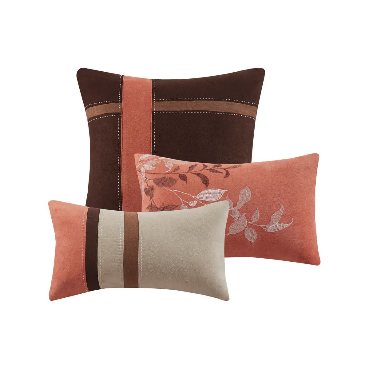 7 Piece Faux Suede Comforter Set - Coral California King by HouseOfZazla