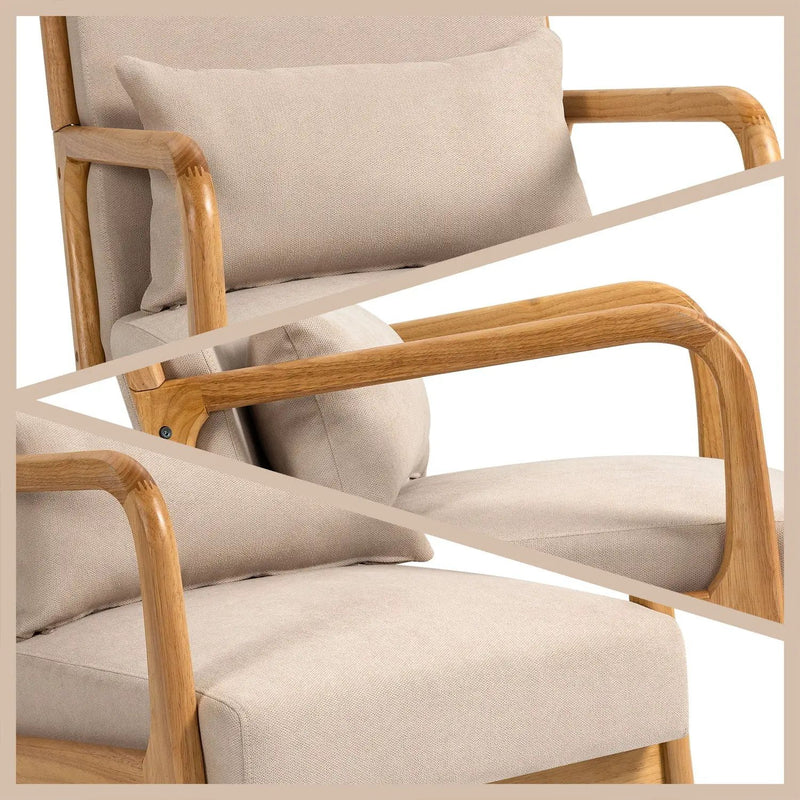 Leisure Chair With Solid Wood Armrest And Feet, Mid-Century Modern Accent Sofa, 1 Seat by Unique Piece Furniture