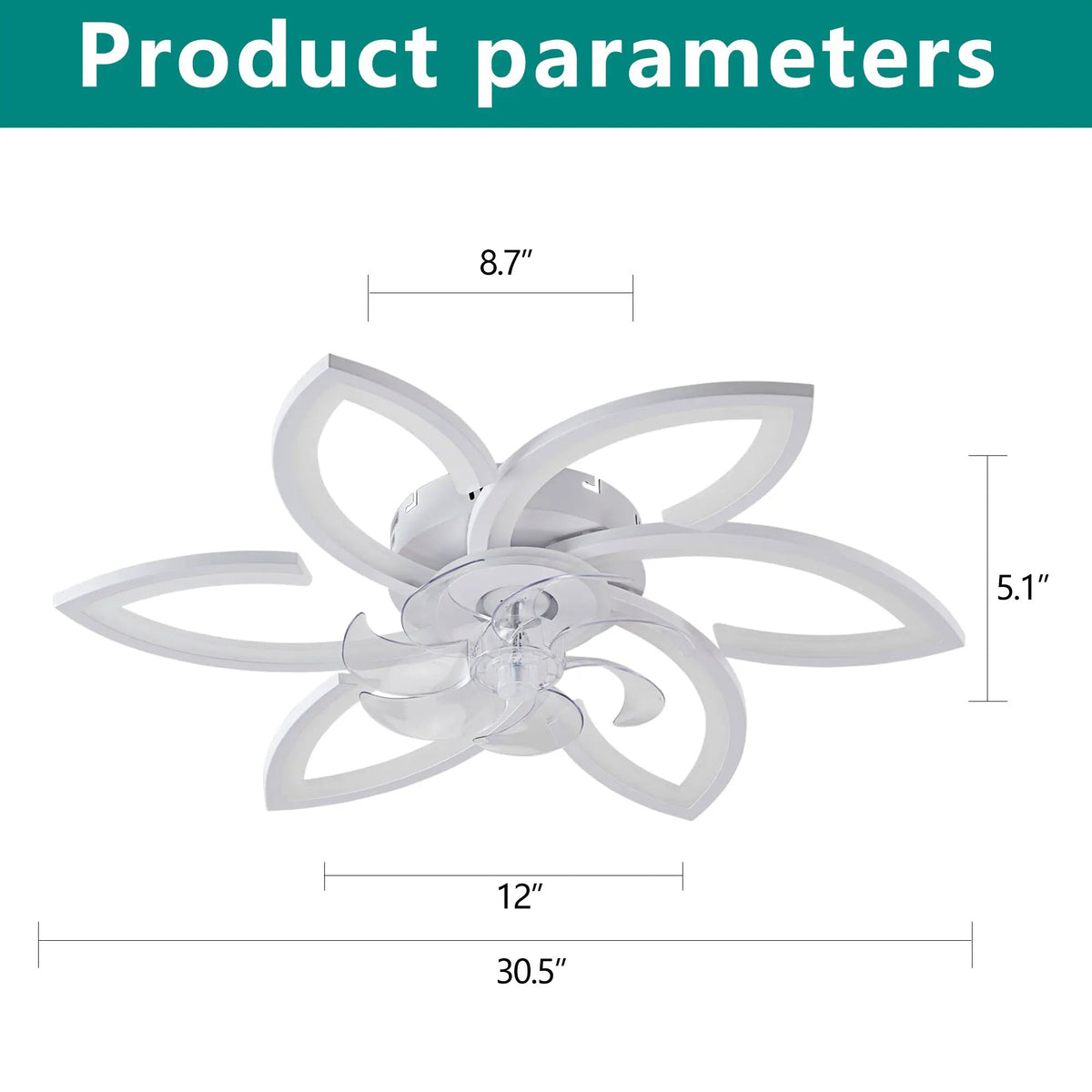 30" White Flower 6 Speeds Flush Mount Ceiling Fan by HouseOfZazla