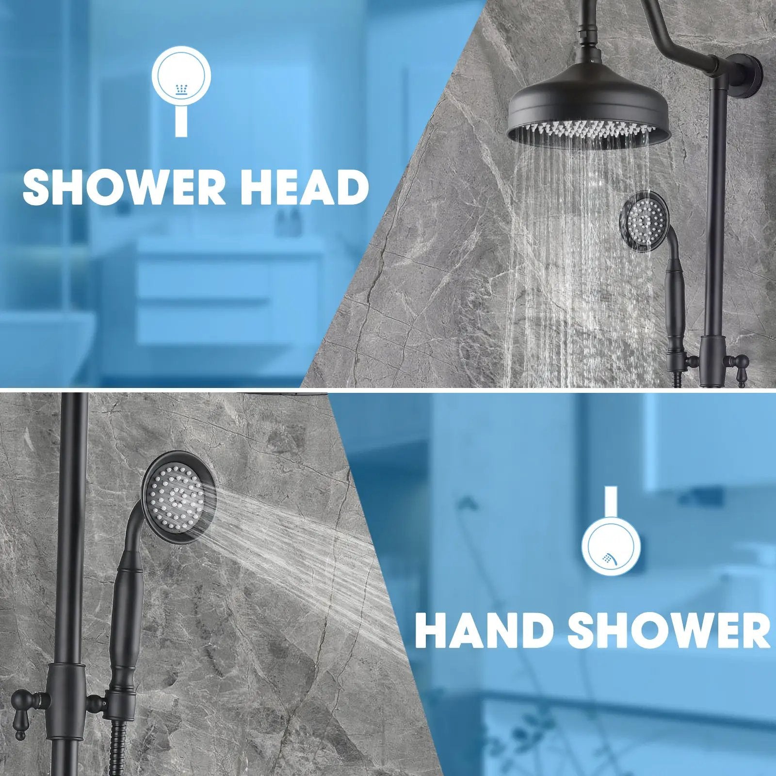 8-Inch Complete Rain Shower Combo System, Matte Black by HouseOfZazla
