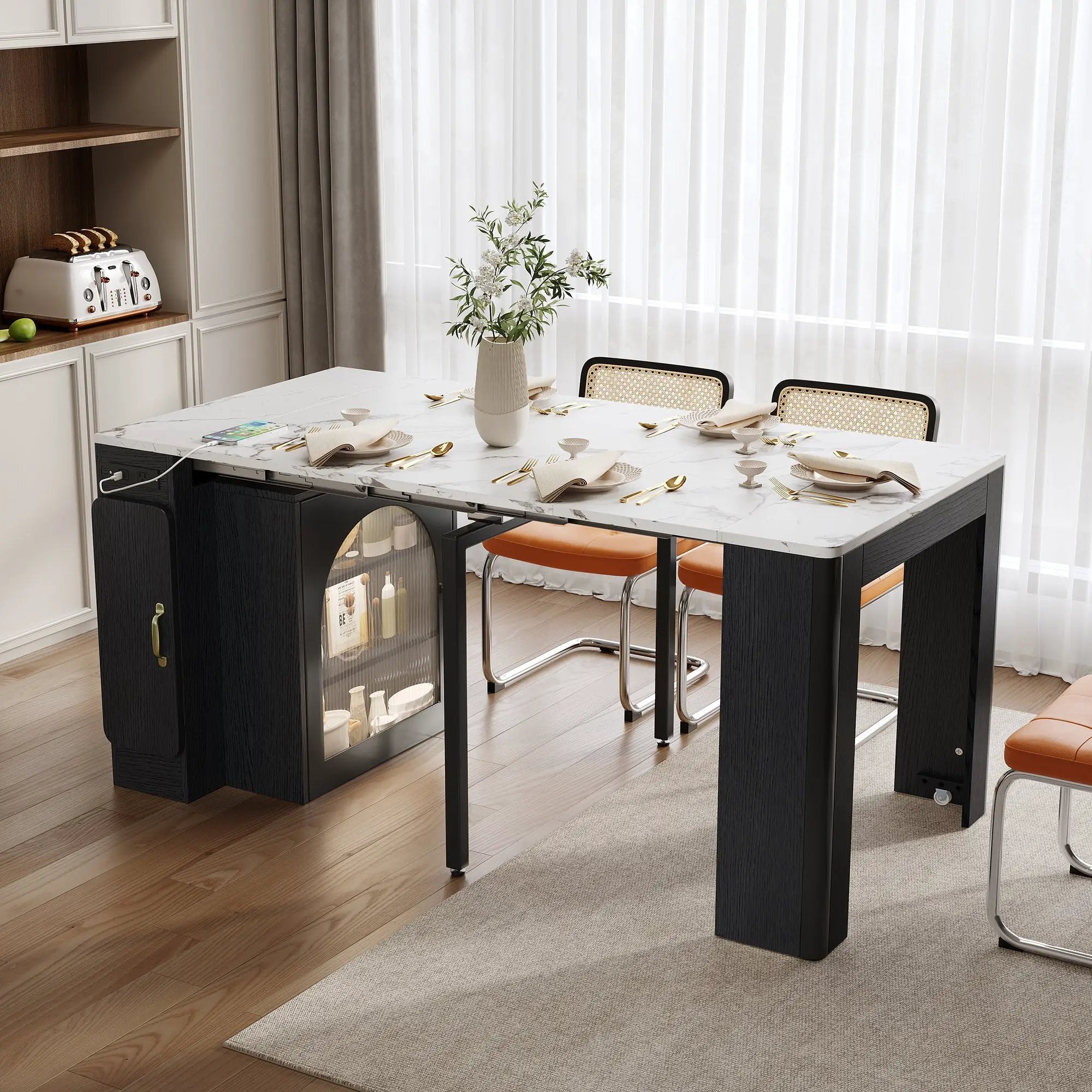 TREXM Extendable Dining Table with 3 Removable Leaves by HouseOfZazla