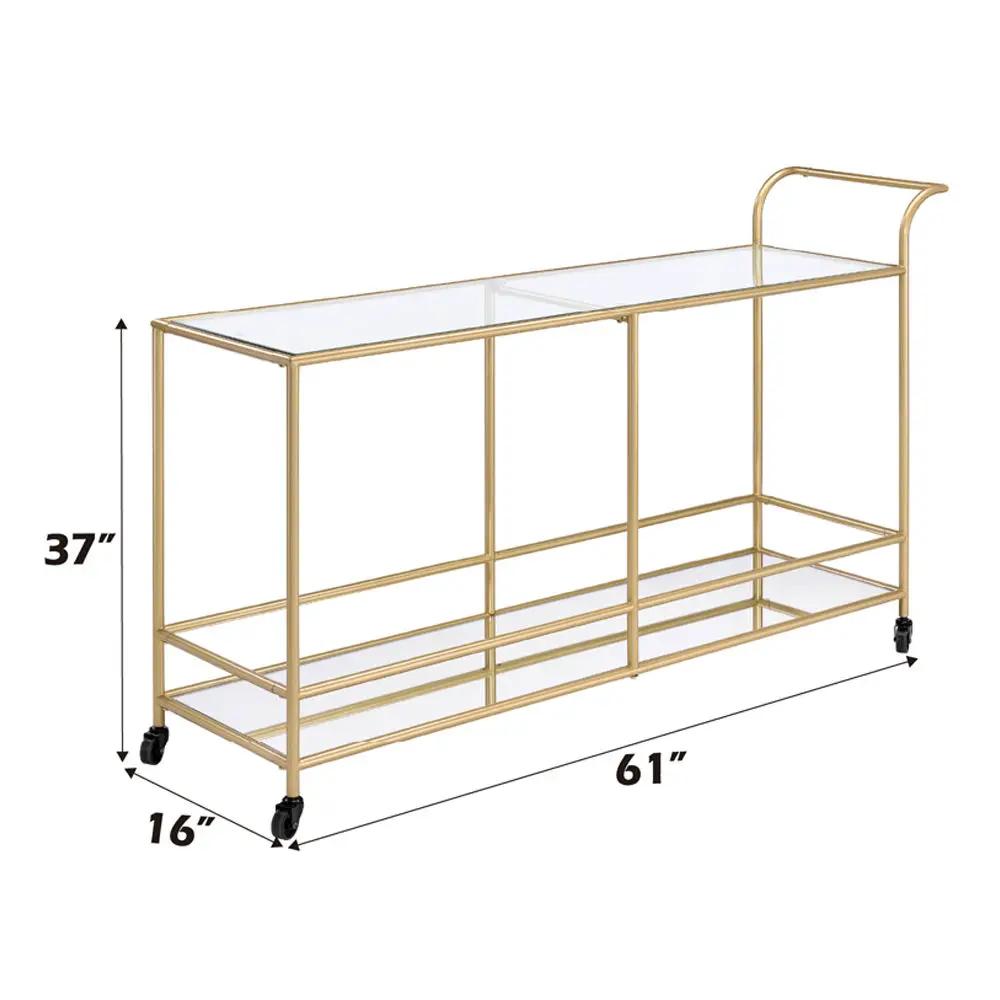 Kenda - Serving Cart - Clear Glass, Mirrored & Gold by Unique Piece Furniture