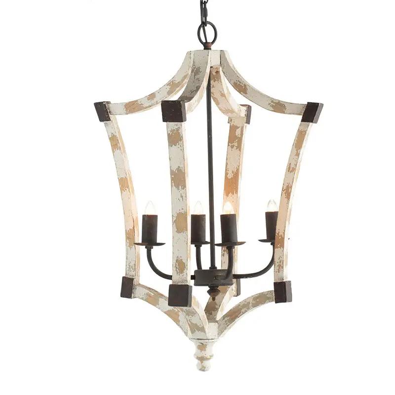 4 Light Chandelier, Hanging Light Fixture With Adjustable Chain For Kitchen, Bulb Not Included - Cream by HouseOfZazla