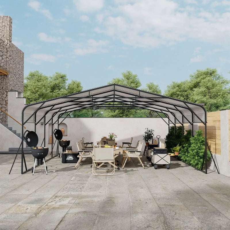 Heavy Duty Carport, All Weather Shelter - Black by Unique Piece Furniture