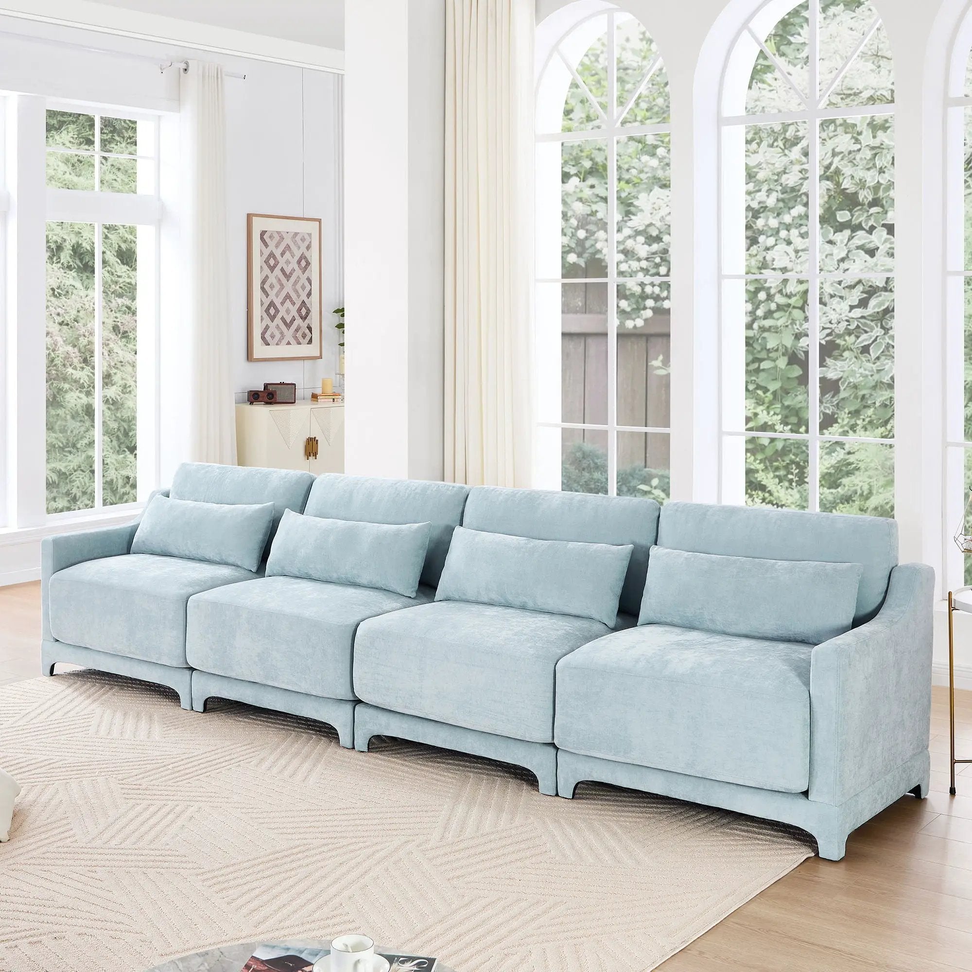 Elegant Sofa With Ergonomic Design And Lumbar Pillows by Unique Piece Furniture