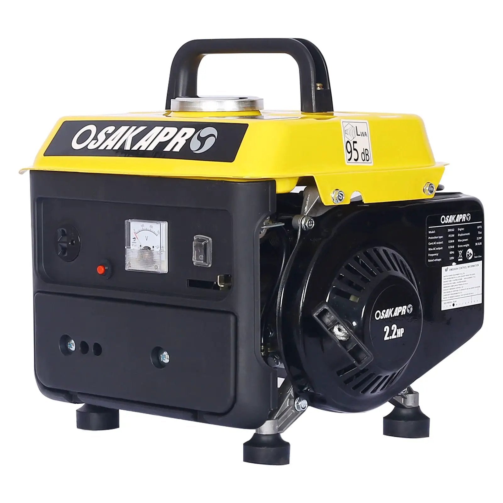 Portable Outdoor Generator Low Noise Gas Powered For Home Use - Yellow by HouseOfZazla