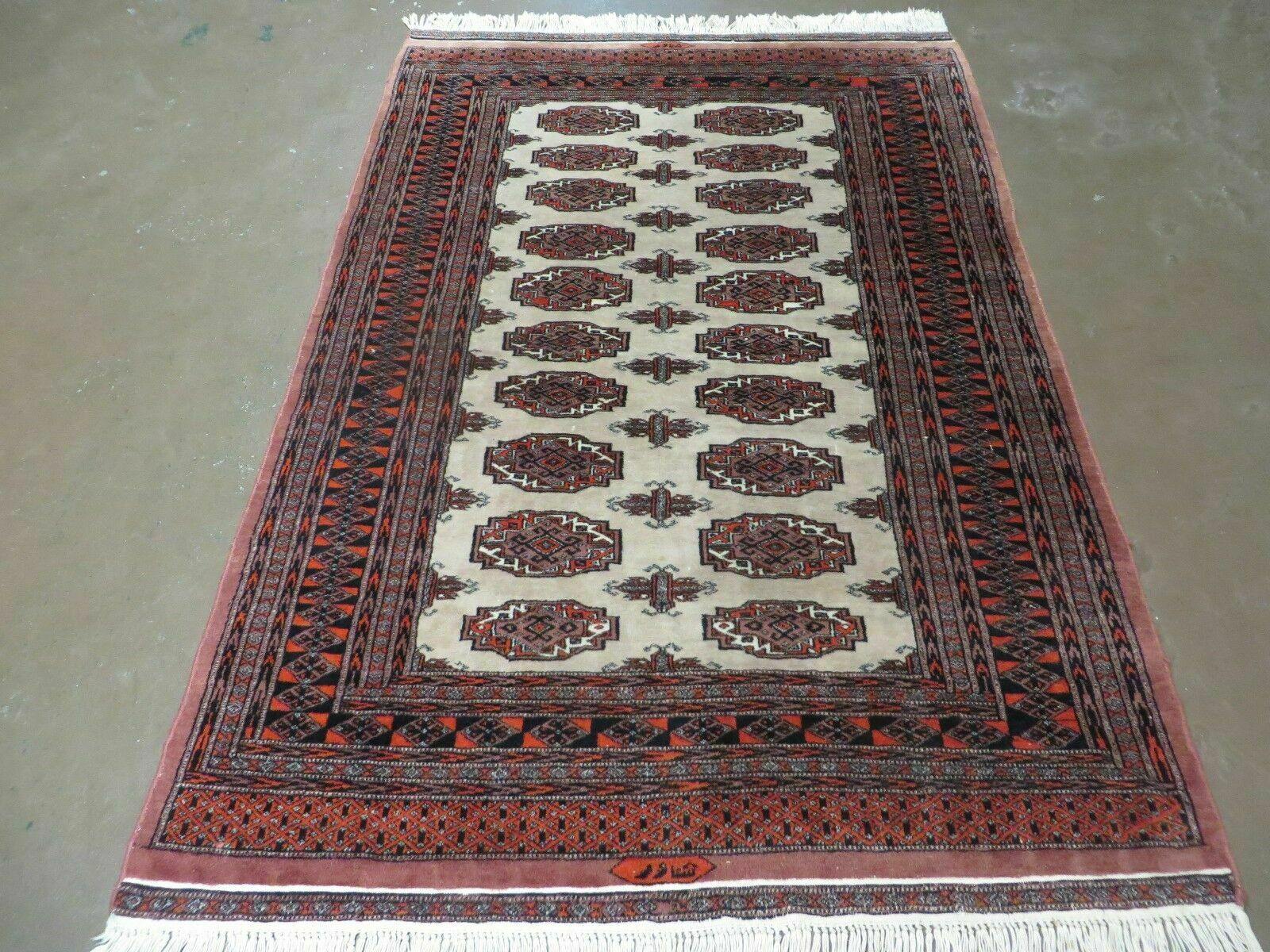 4' X 6' Vintage Handmade Bokhara Turkoman Pakistan Wool Rug Carpet Nice by Jewel Rugs