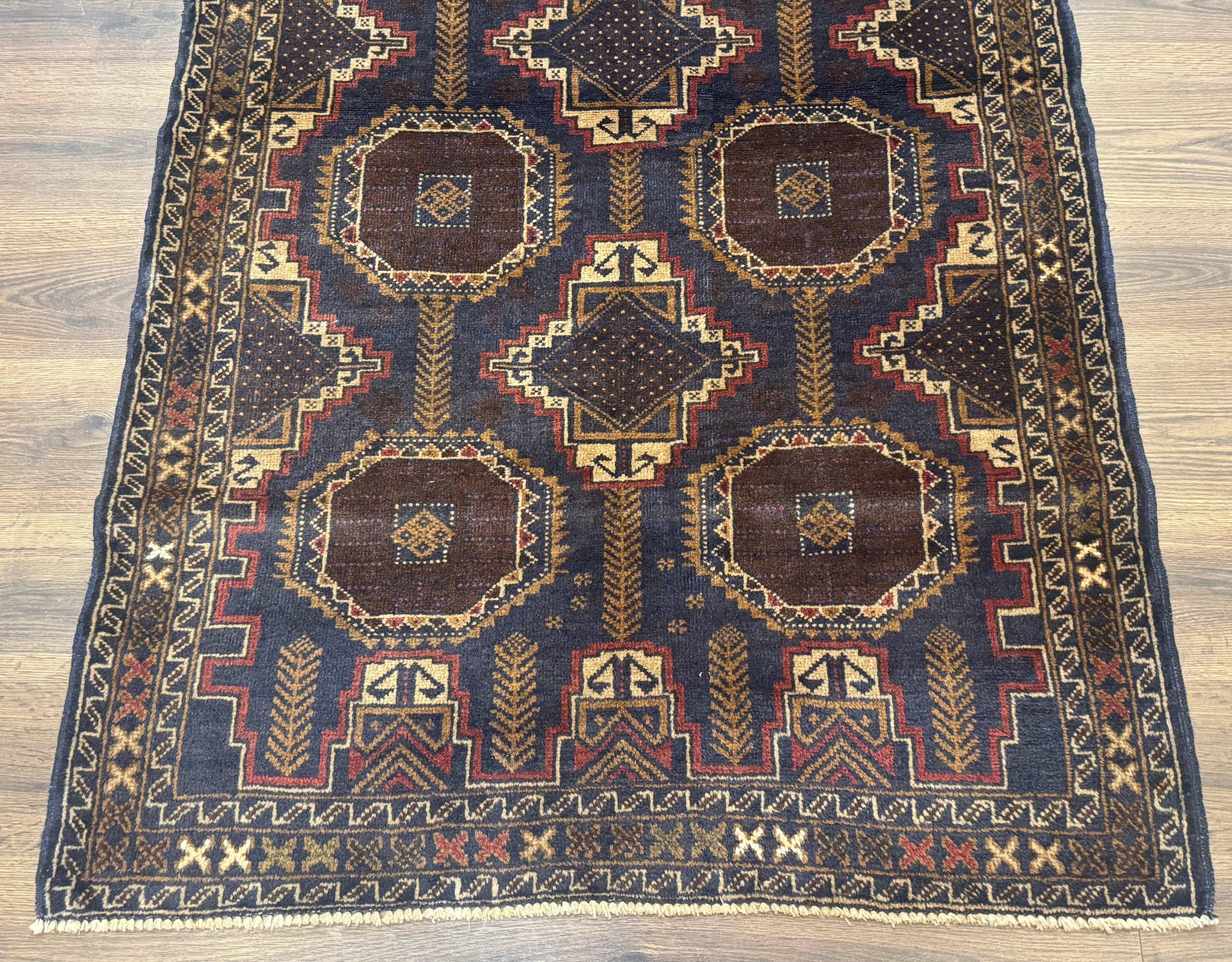 Navy Blue Afghan Balouch Rug 4x6, Handmade, New by Jewel Rugs