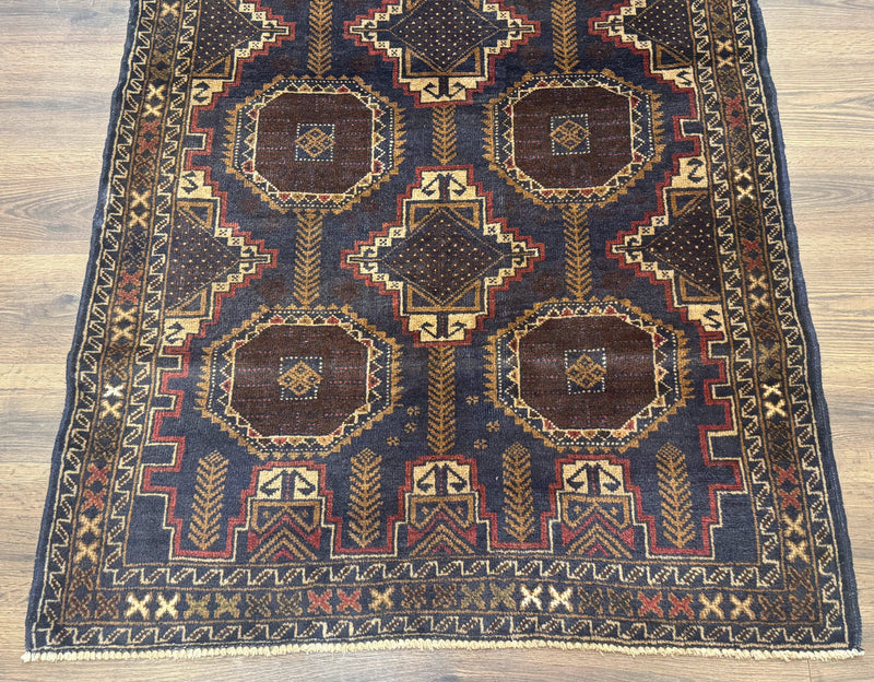 Navy Blue Afghan Balouch Rug 4x6, Handmade, New by Jewel Rugs