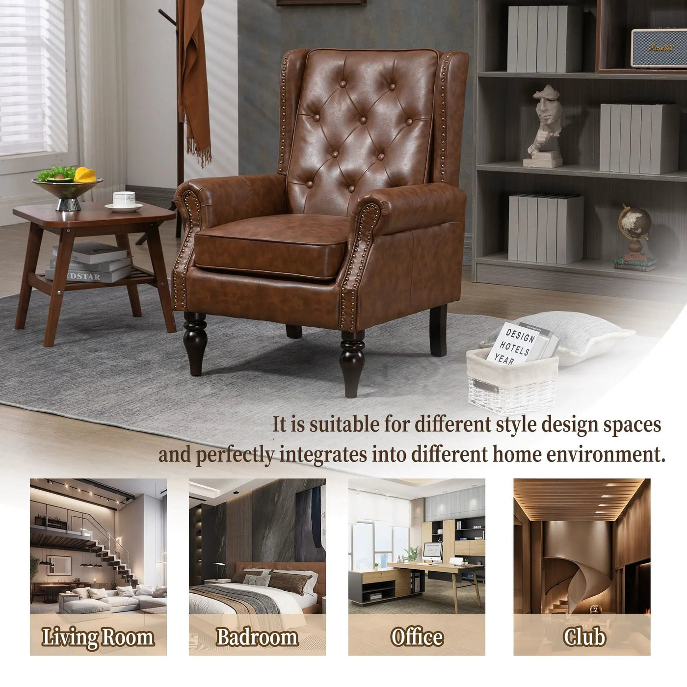 Modern Accent Armchair With Sturdy Wood Legs by Unique Piece Furniture