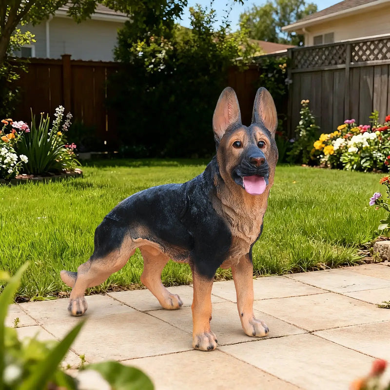 Outdoor German Shepherd Dog Statue Greeter Garden Decor by HouseOfZazla
