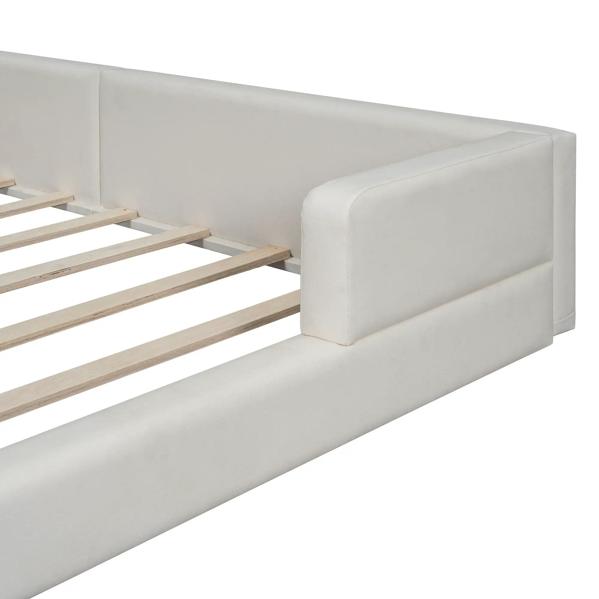 Queen Size Upholstered Platform Bed With 2 Reading Lights - White by HouseOfZazla
