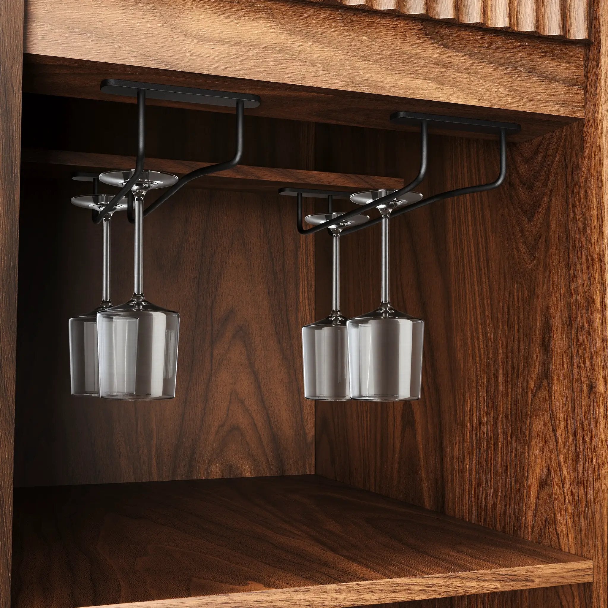 53.2" Fluted Buffet Wine Cabinet with Mini Fridge Nook by HouseOfZazla