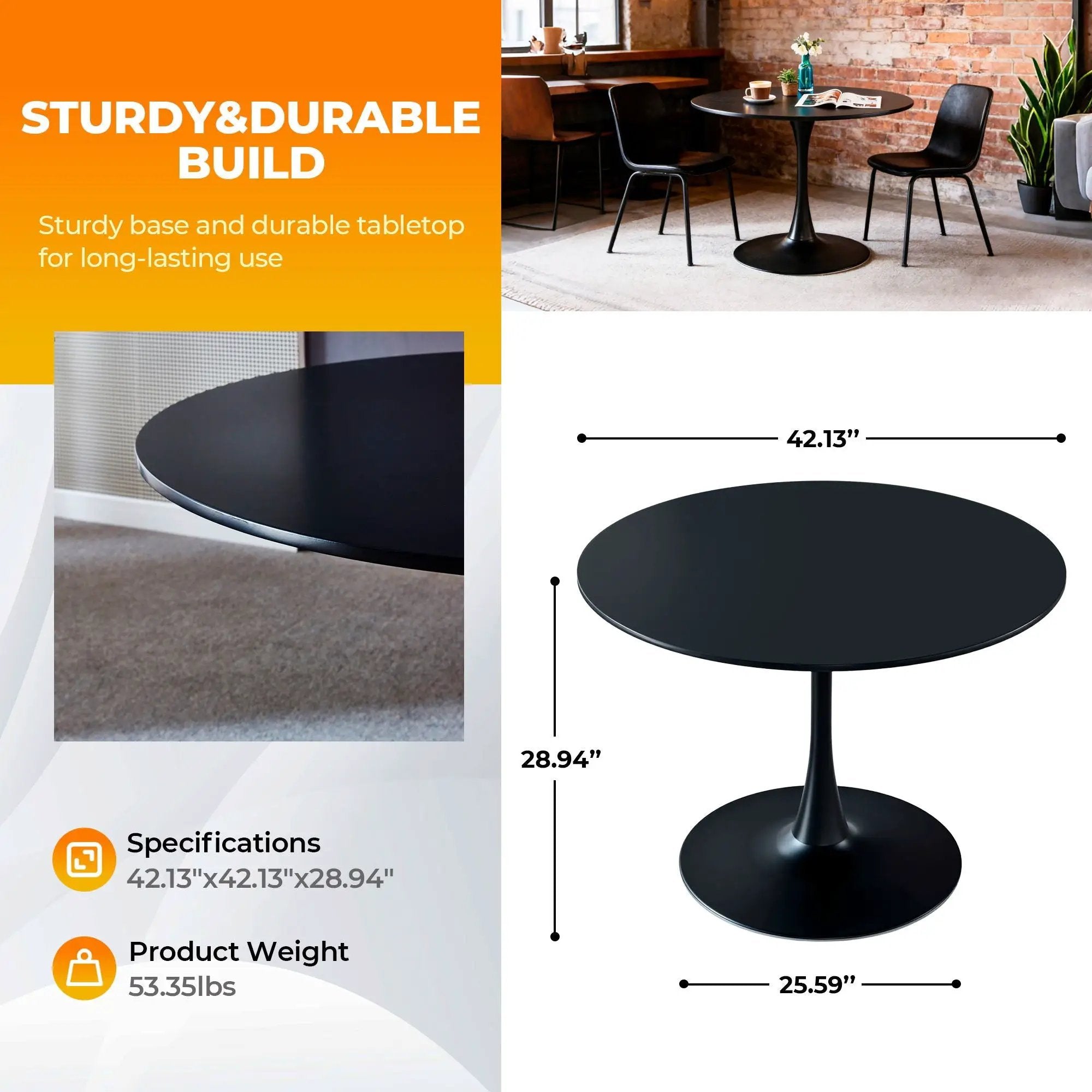Mid-Century Tulip Dining Table With Round Top by Unique Piece Furniture