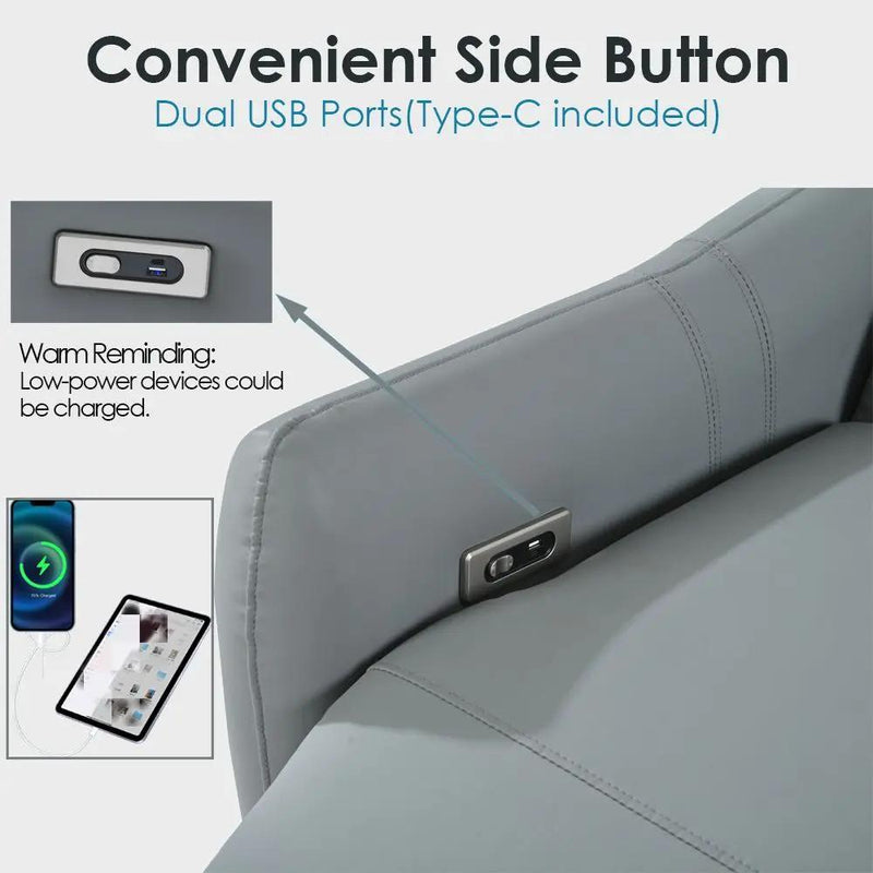 Wall Hugger Power Recliner Chair With USB Port (Type-C) by HouseOfZazla