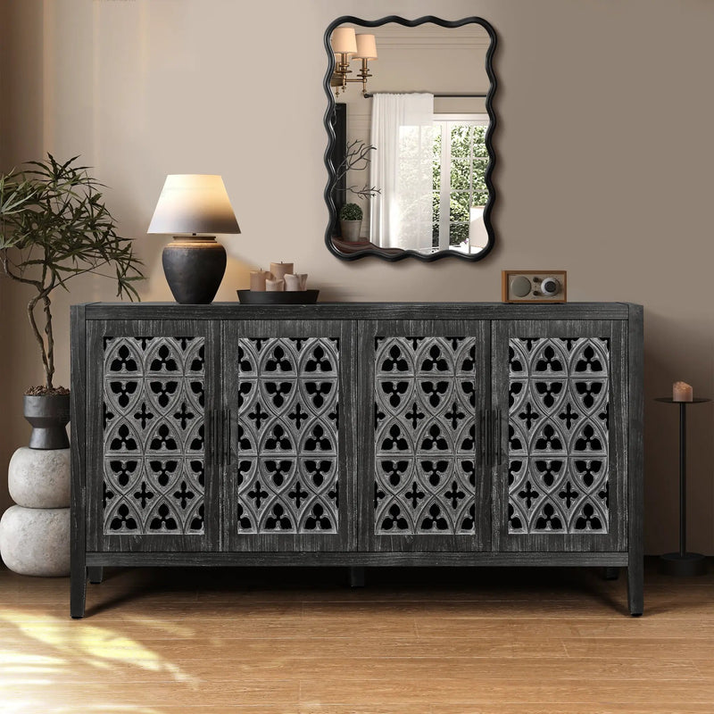 Hollow Four Door Antique Cabinet, American Country Style by HouseOfZazla