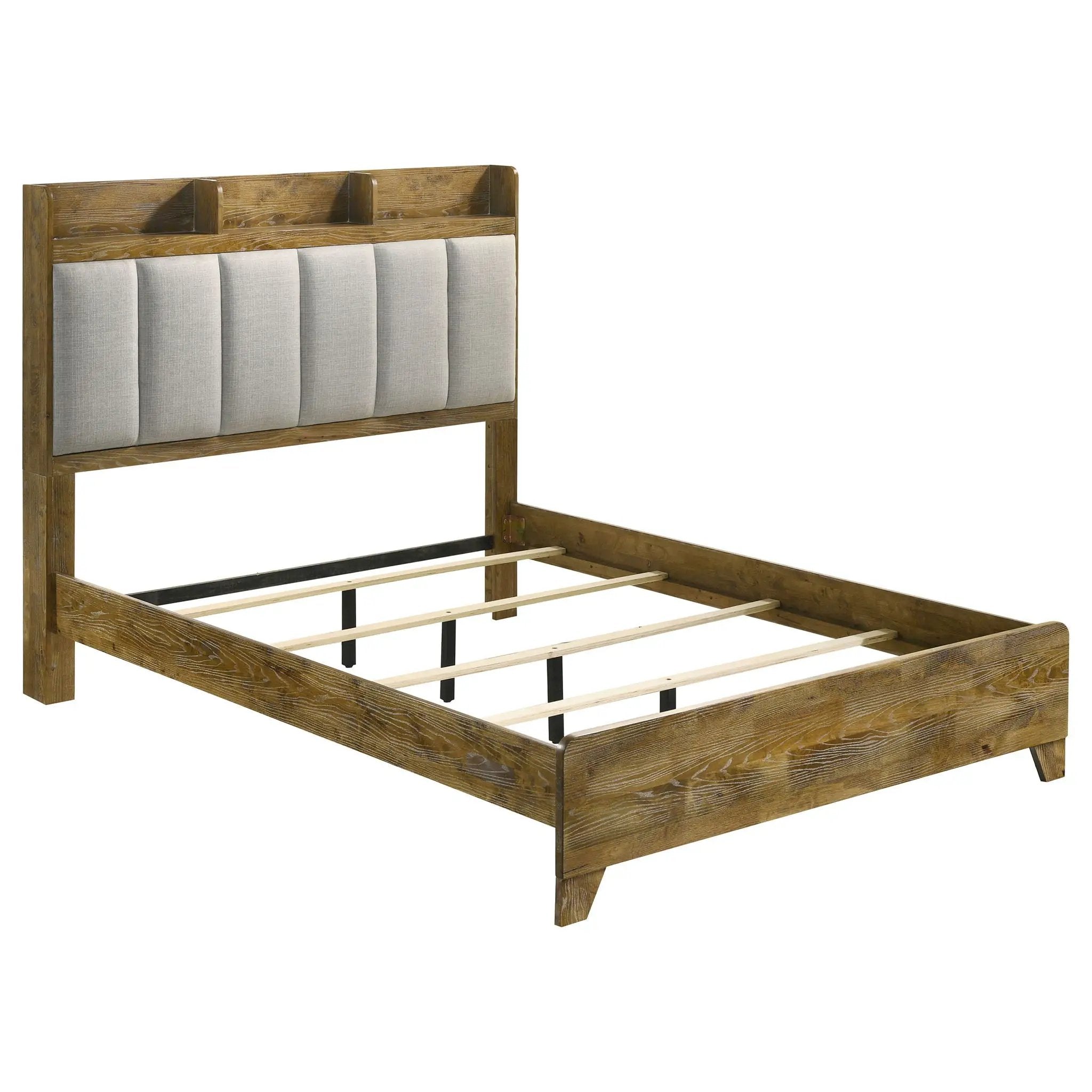 Henderson 57-inch Eastern King Bookcase Panel Bed Medium Oak by Unique Piece Furniture