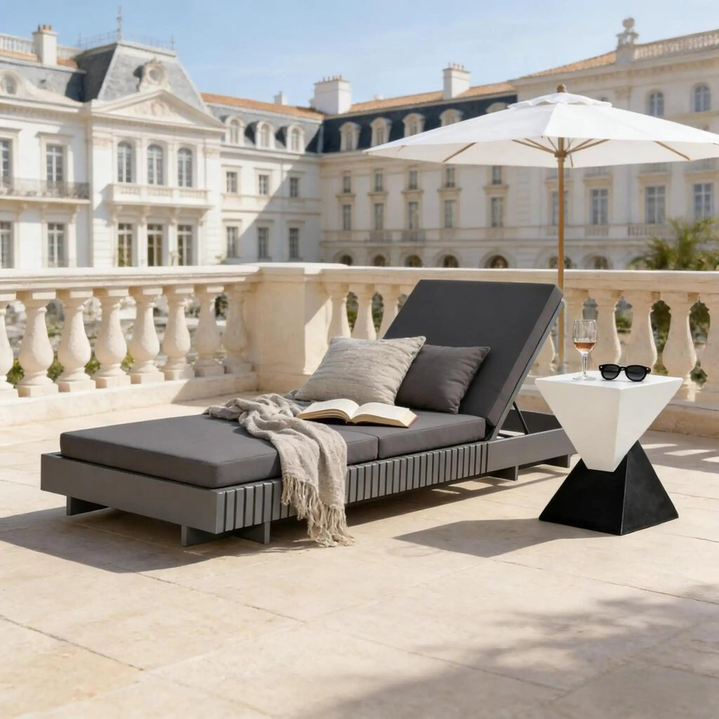 Dark Acacia Wood Chaise Lounge by HouseOfZazla