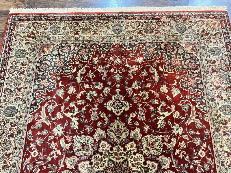 Couristan Rug 5.6 x 8, Floral Medallion, Dark Red Cream, Belgium Power Loomed Rug, Taj Mahal Rug, Vintage Oriental Wool Carpet by Jewel Rugs