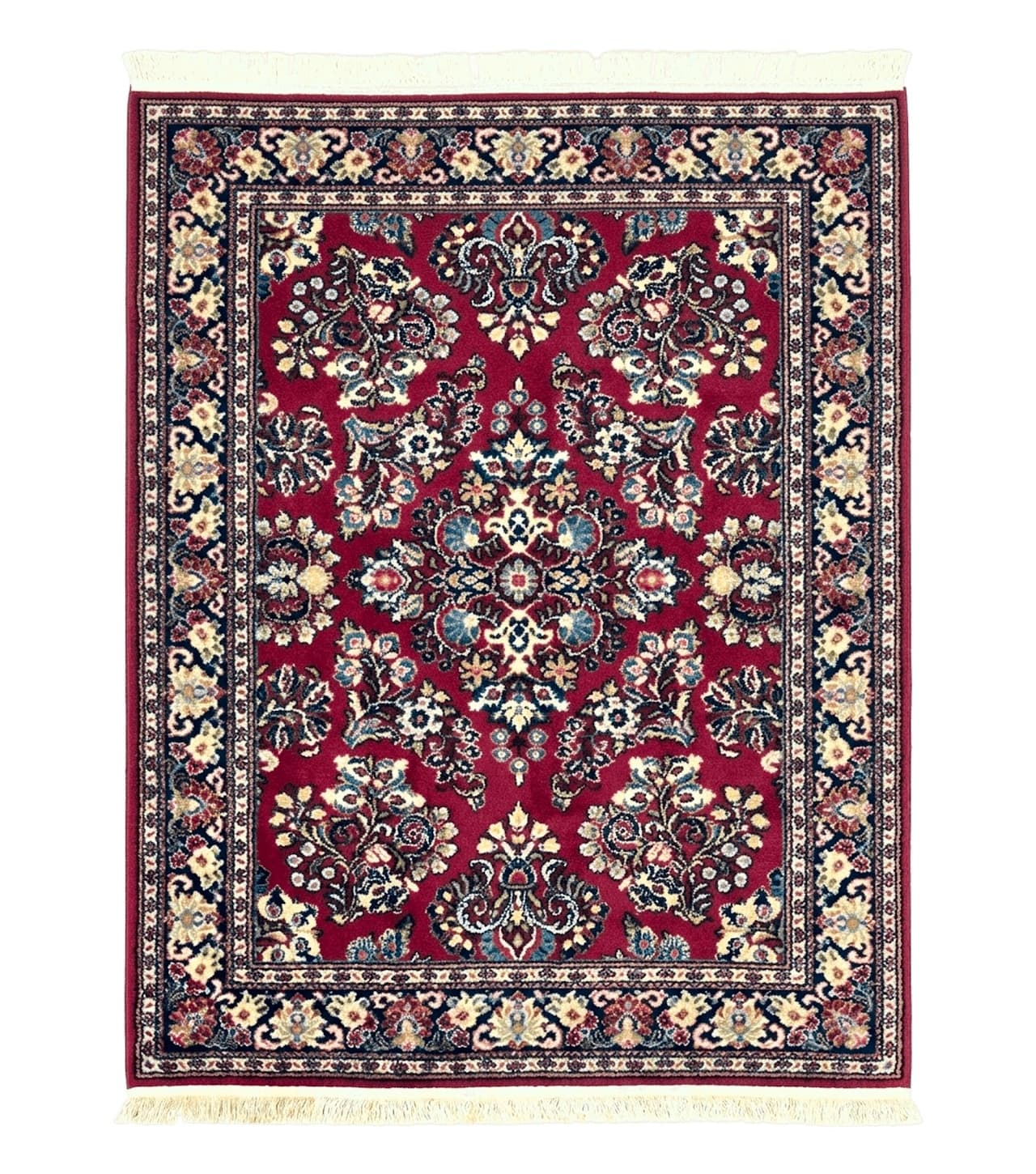 Karastan Rug 4.6 x 6 Lanamar Sarouk #5528, Red Wool Karastan Oriental Carpet, Discontinued, Antique, Wool Pile by Jewel Rugs