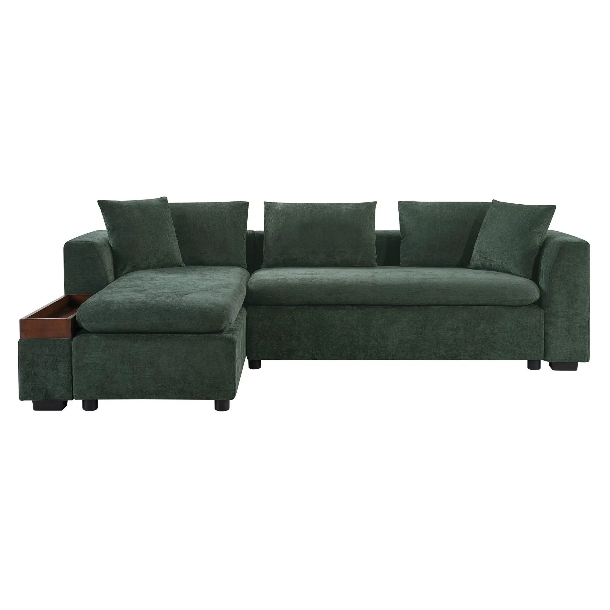 Modern L Shaped Sectional Sofa With Upholstery And Wooden Storage by Unique Piece Furniture