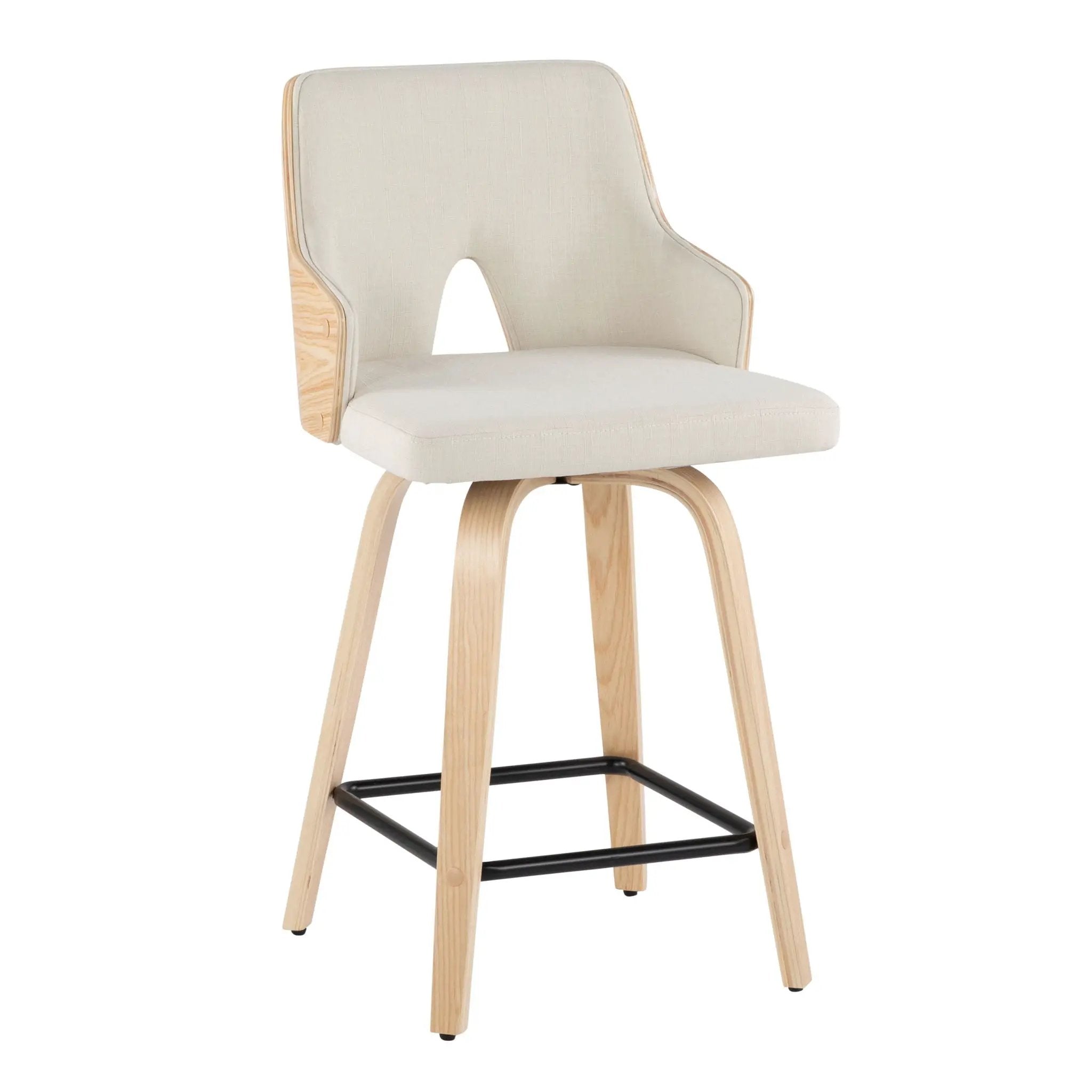 Stella - Contemporary Fixed Height Counter Stool With Swivel Square Footrest (Set of 2) by HouseOfZazla
