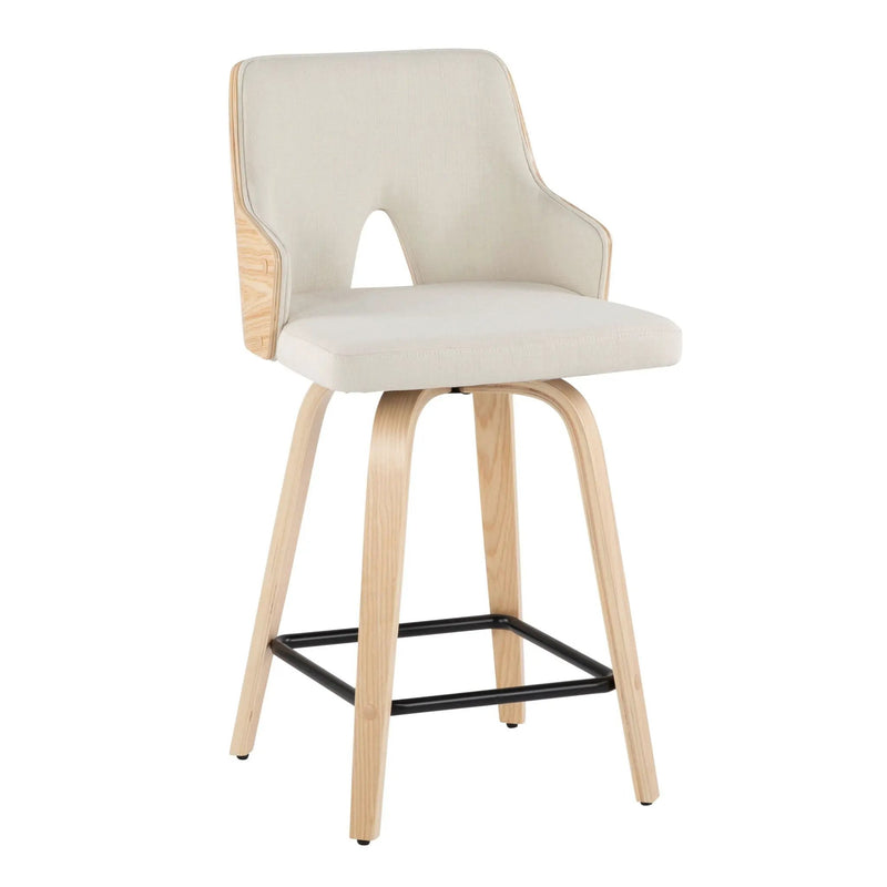Stella - Contemporary Fixed Height Counter Stool With Swivel Square Footrest (Set of 2) by HouseOfZazla